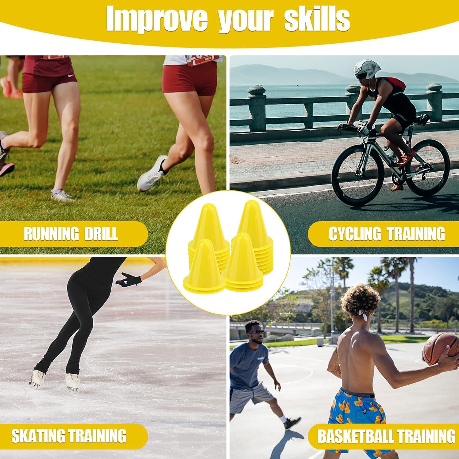 20 Conos de Entrenamiento Amarillos Tinoaly 8 cm para Fútbol