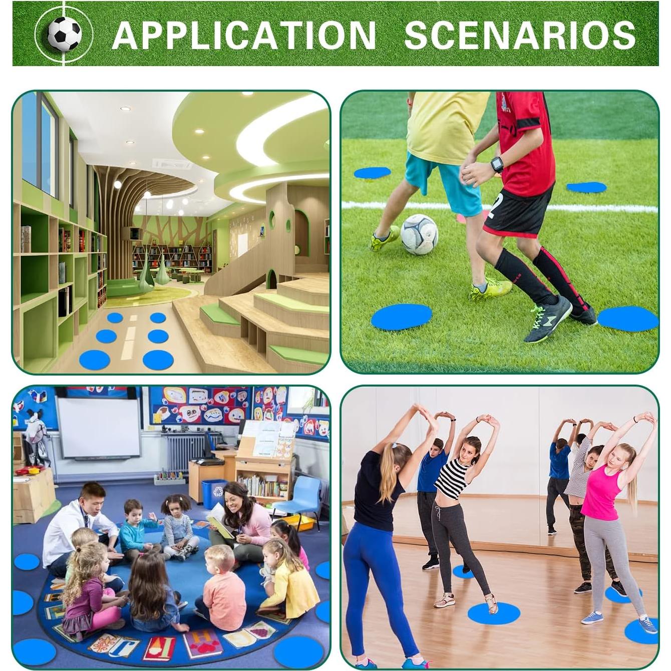 Marcadores de Piso de Goma Antideslizantes 18 Pcs Azul 22.86cm