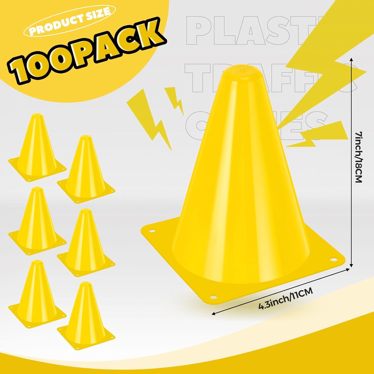 Conos de Tráfico Mini Geetery 100 Pcs 18 cm Amarillo