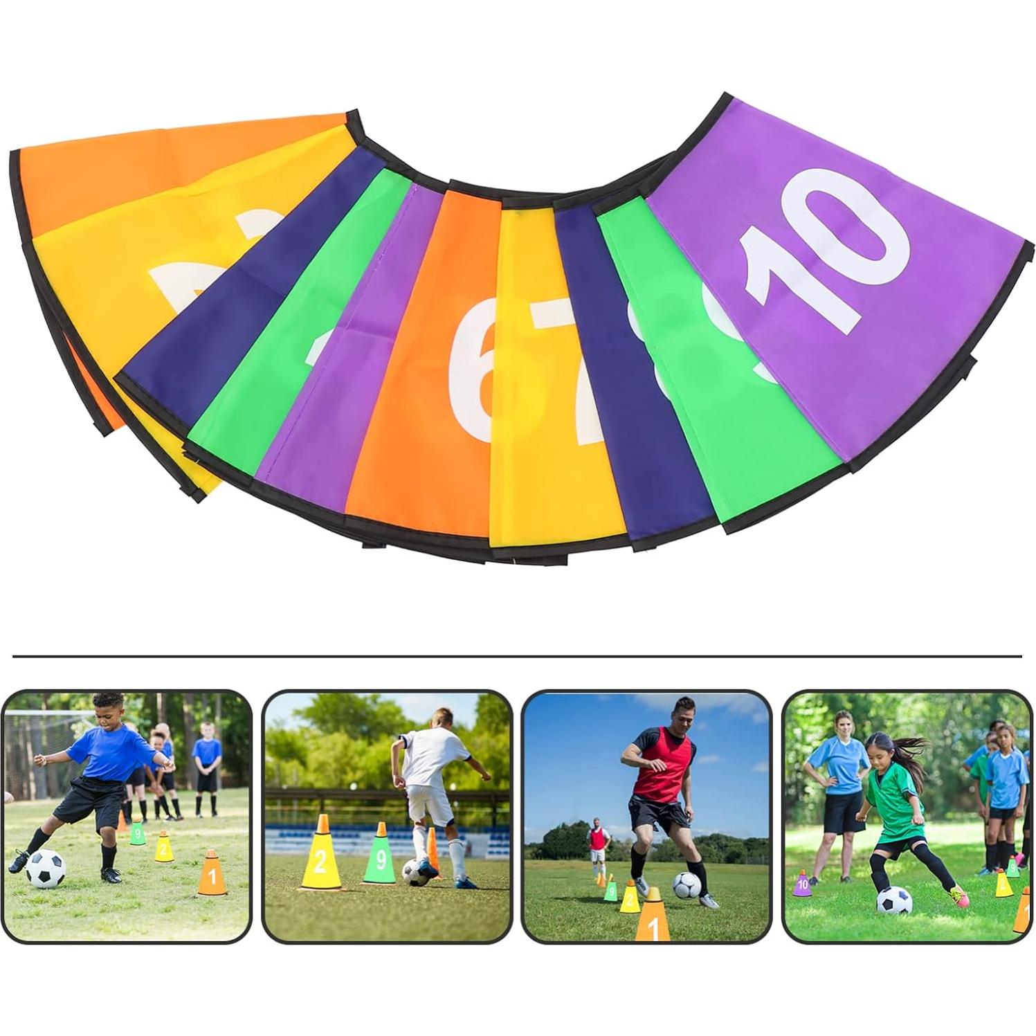 10 Fundas de Conos Numerados Ibasenice para Entrenamiento Deportivo