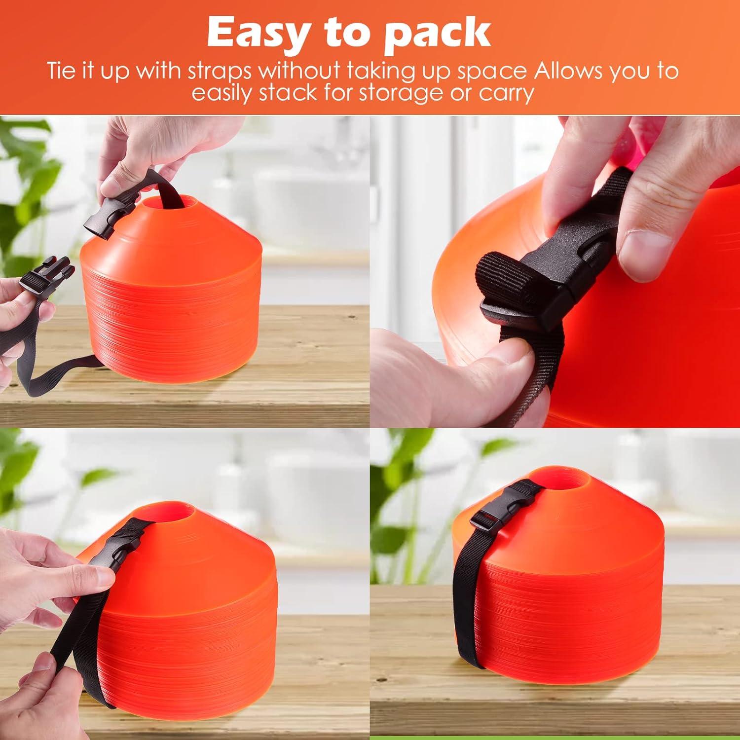 Conos de Agilidad Naranjas Kenning - 100 Piezas con Correas