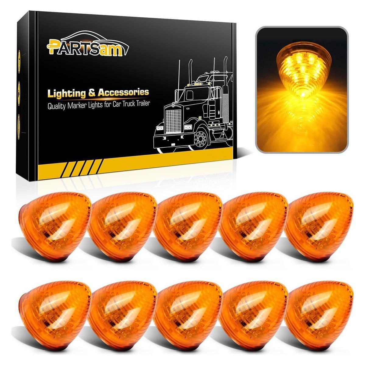 Partsam 10 Piezas 5 cm Luces de Marcador Lateral Ámbar LED