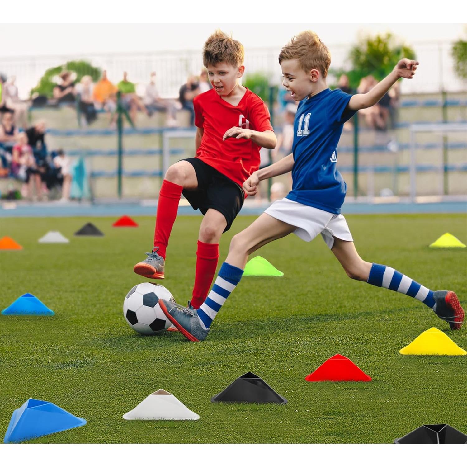 Conos de Fútbol Triangulares Tlence - 48 Piezas, 8 Colores