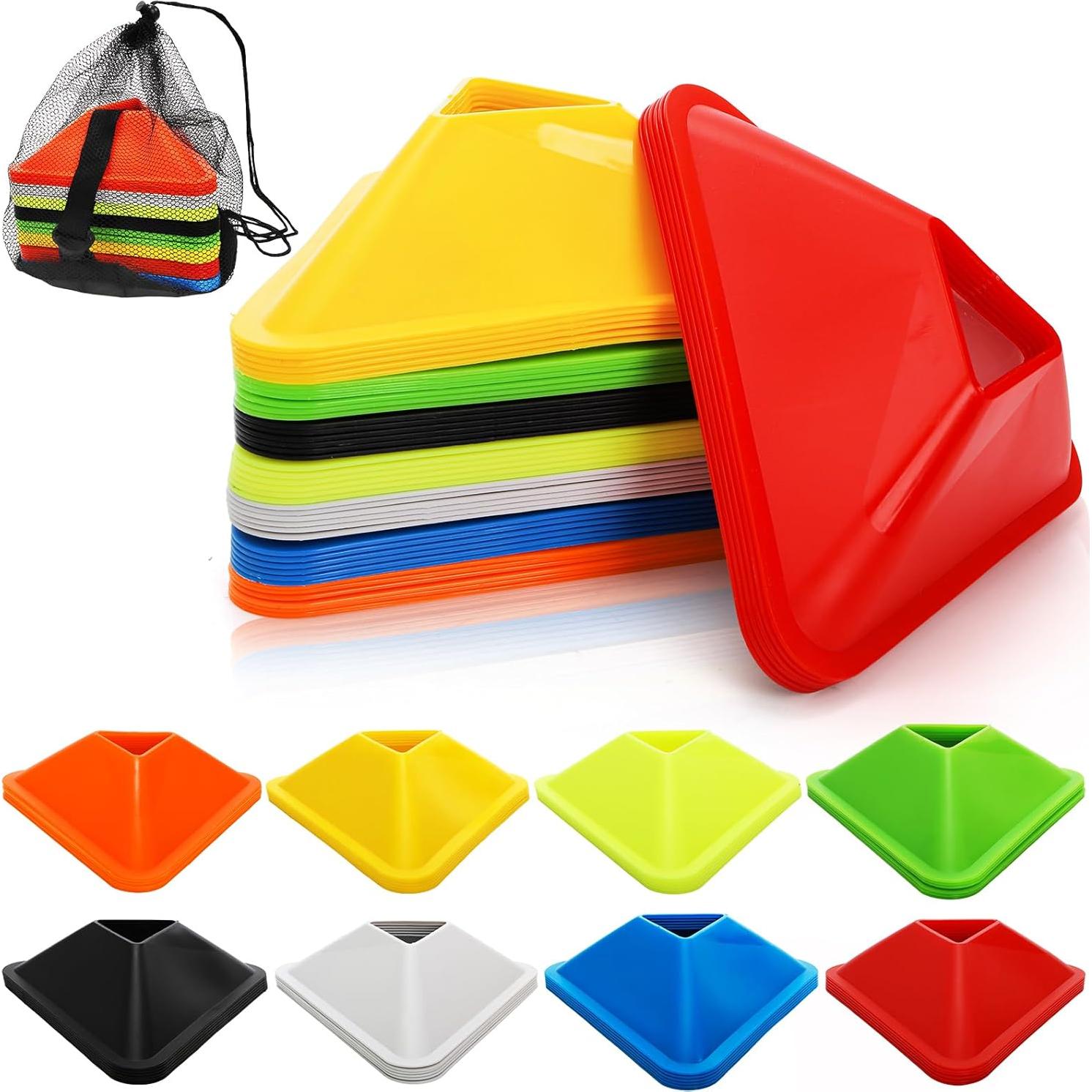 Conos de Fútbol Triangulares Tlence - 48 Piezas, 8 Colores