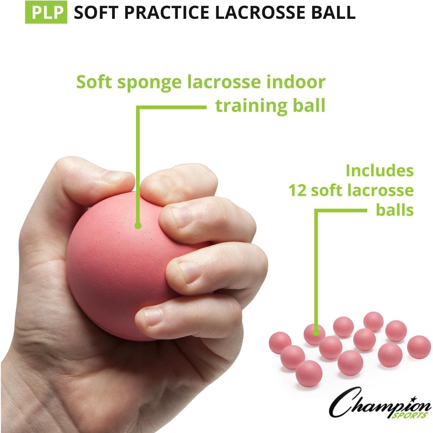 Pelotas de Lacrosse de Esponja Champion Sports - Paquete de 12 Rosa