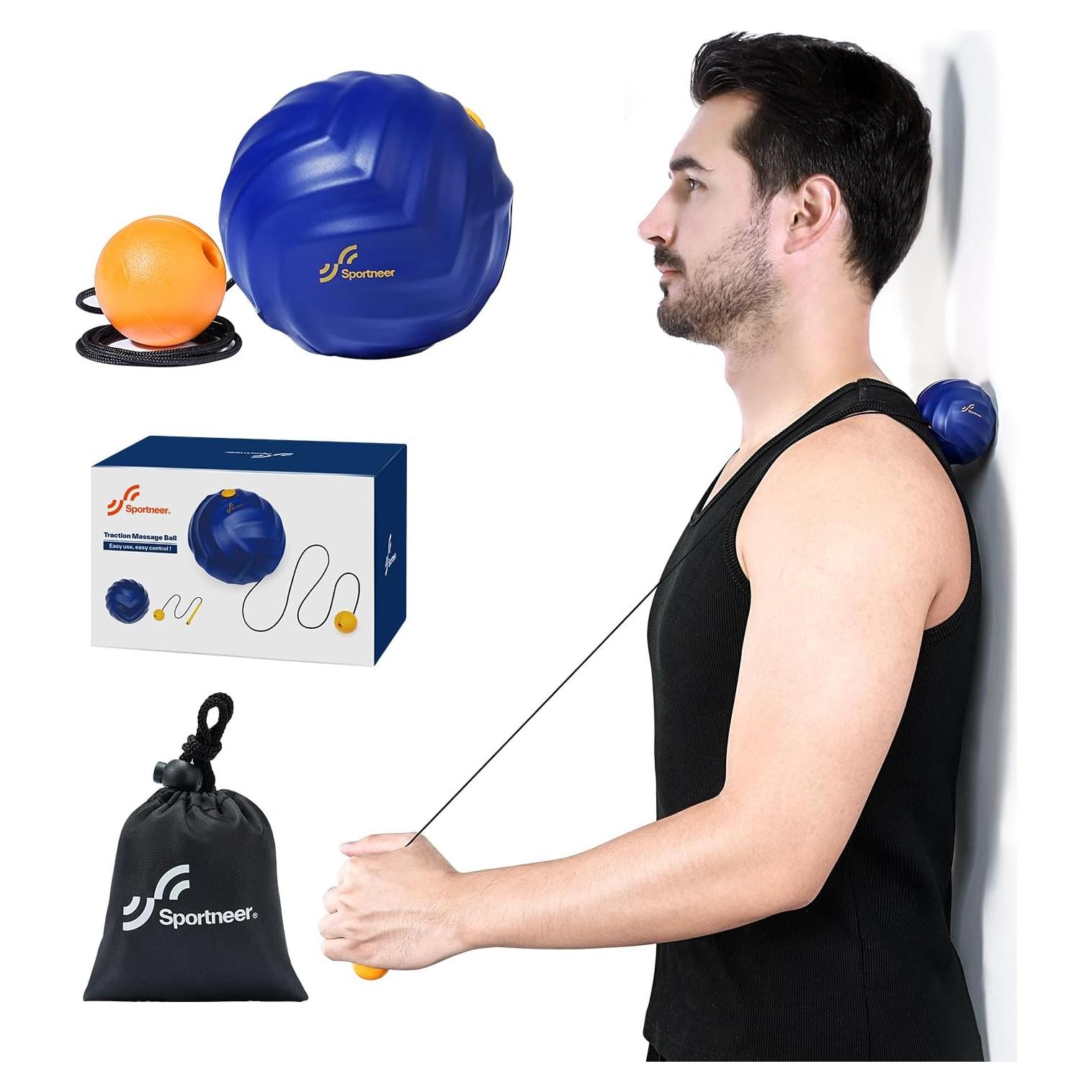 Bola de Masaje Sportneer Azul con Cuerda Desmontable 6.1cm