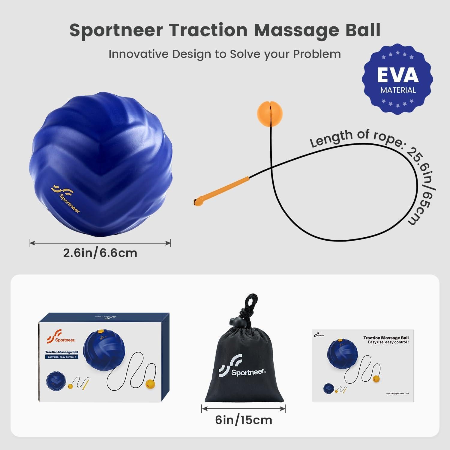 Bola de Masaje Sportneer Azul con Cuerda Desmontable 6.1cm