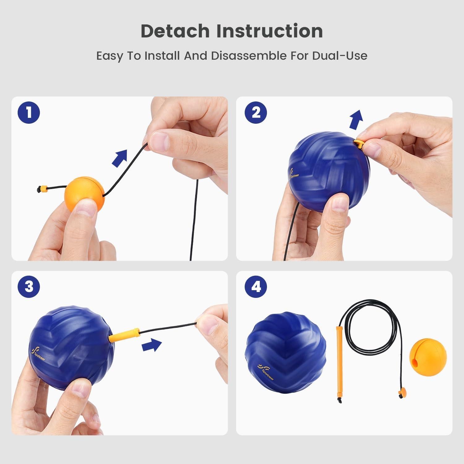 Bola de Masaje Sportneer Azul con Cuerda Desmontable 6.1cm