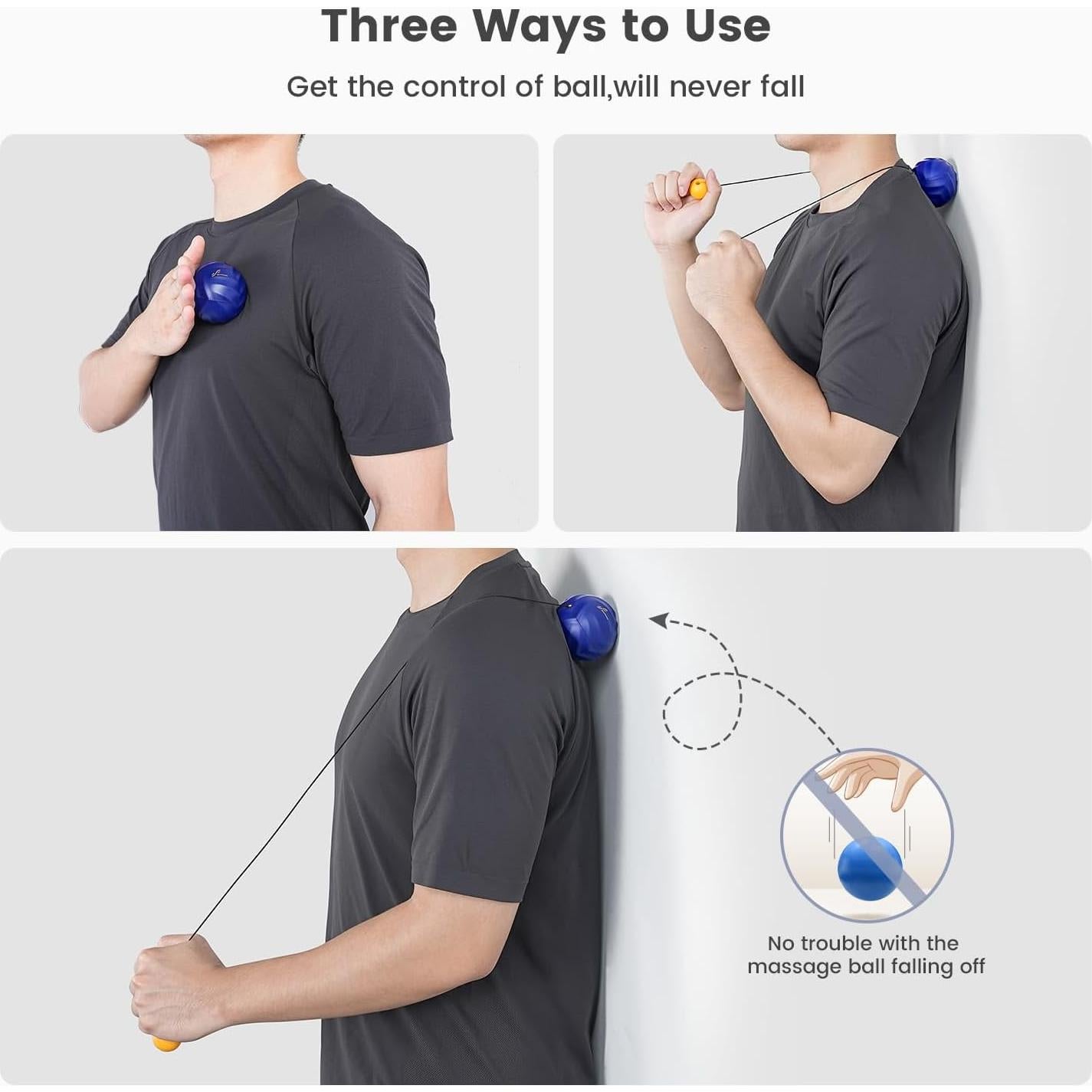 Bola de Masaje Sportneer Azul con Cuerda Desmontable 6.1cm