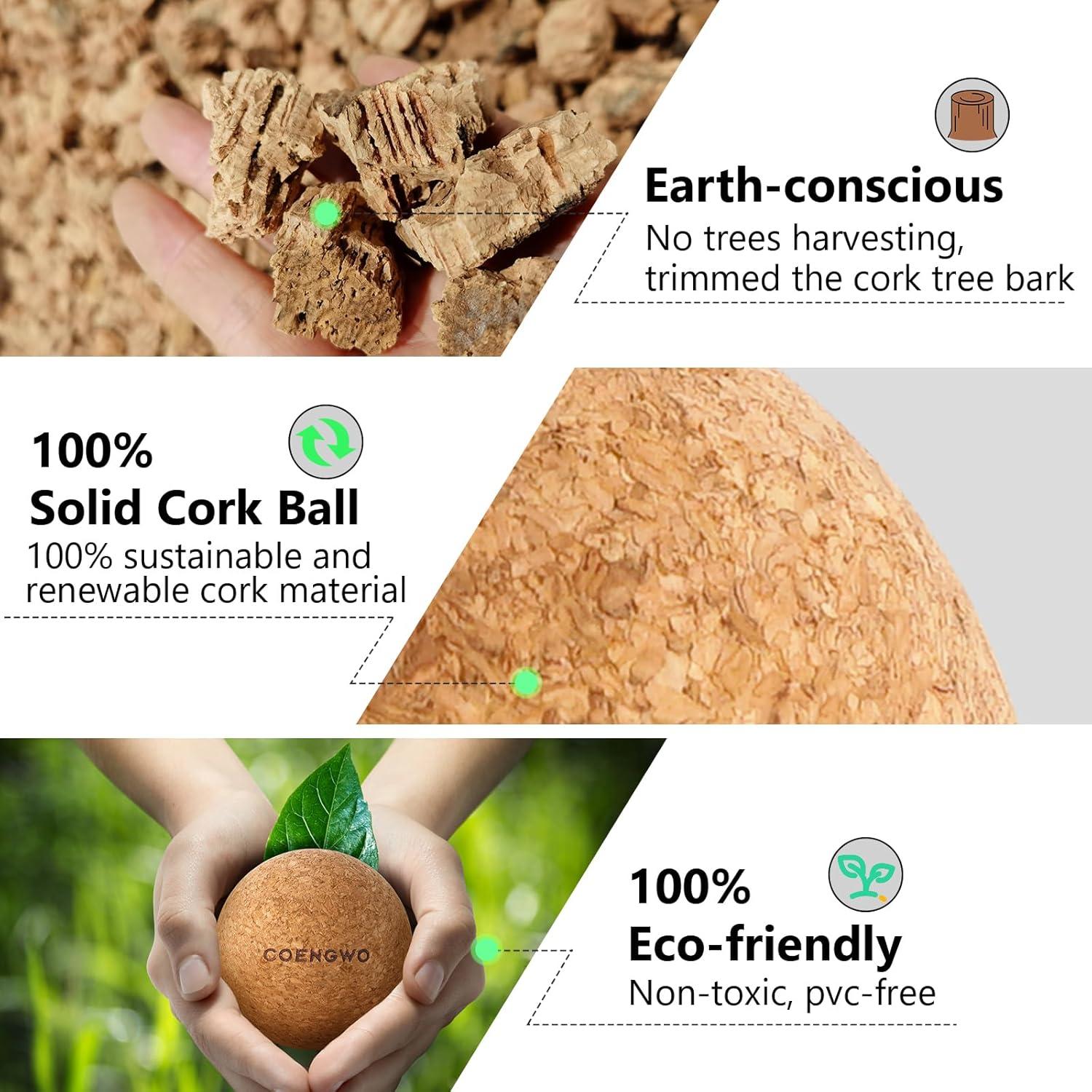Pelota de Corcho COENGWO para Masaje y Terapia - 6.1 cm