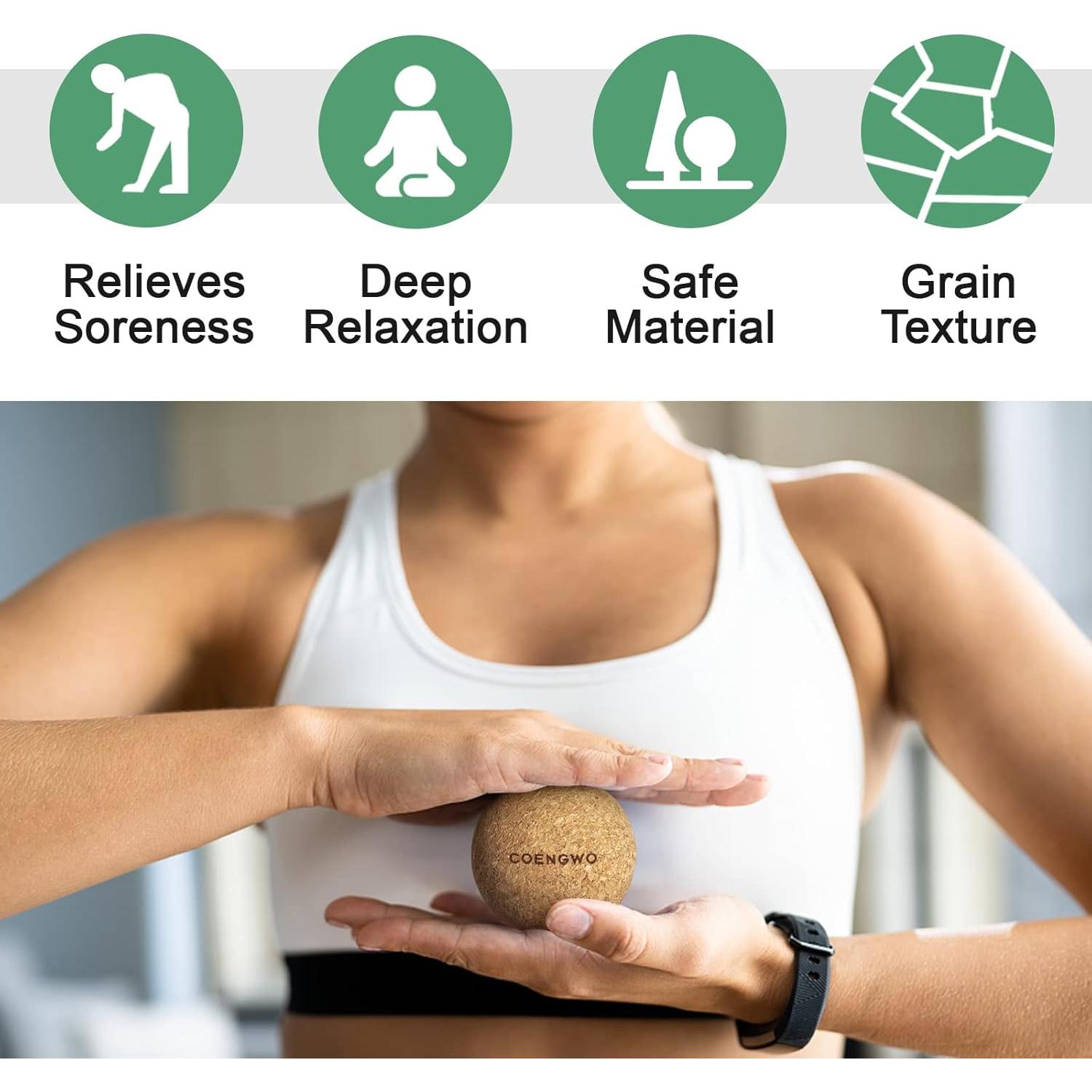 Pelota de Corcho COENGWO para Masaje y Terapia - 6.1 cm