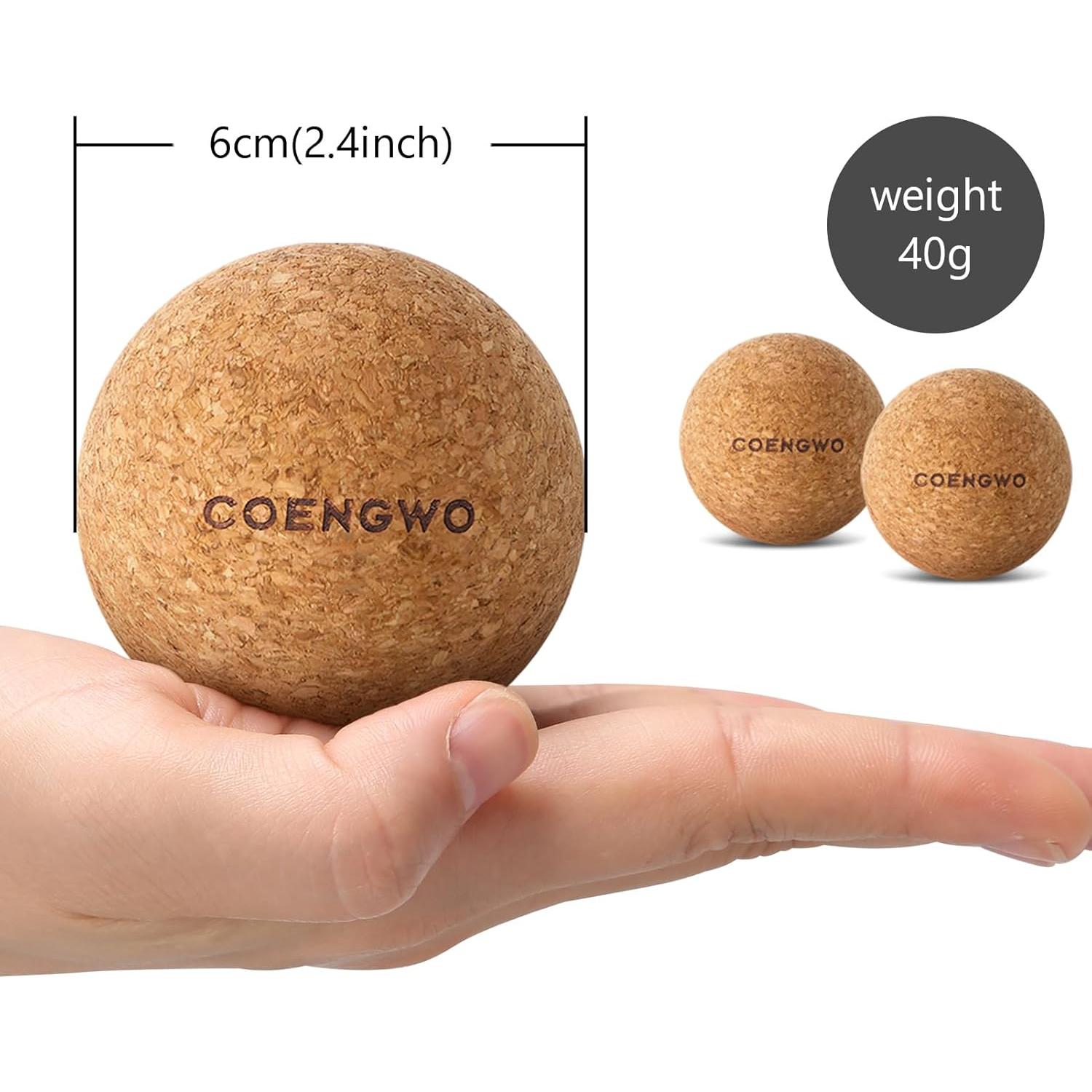 Pelota de Corcho COENGWO para Masaje y Terapia - 6.1 cm