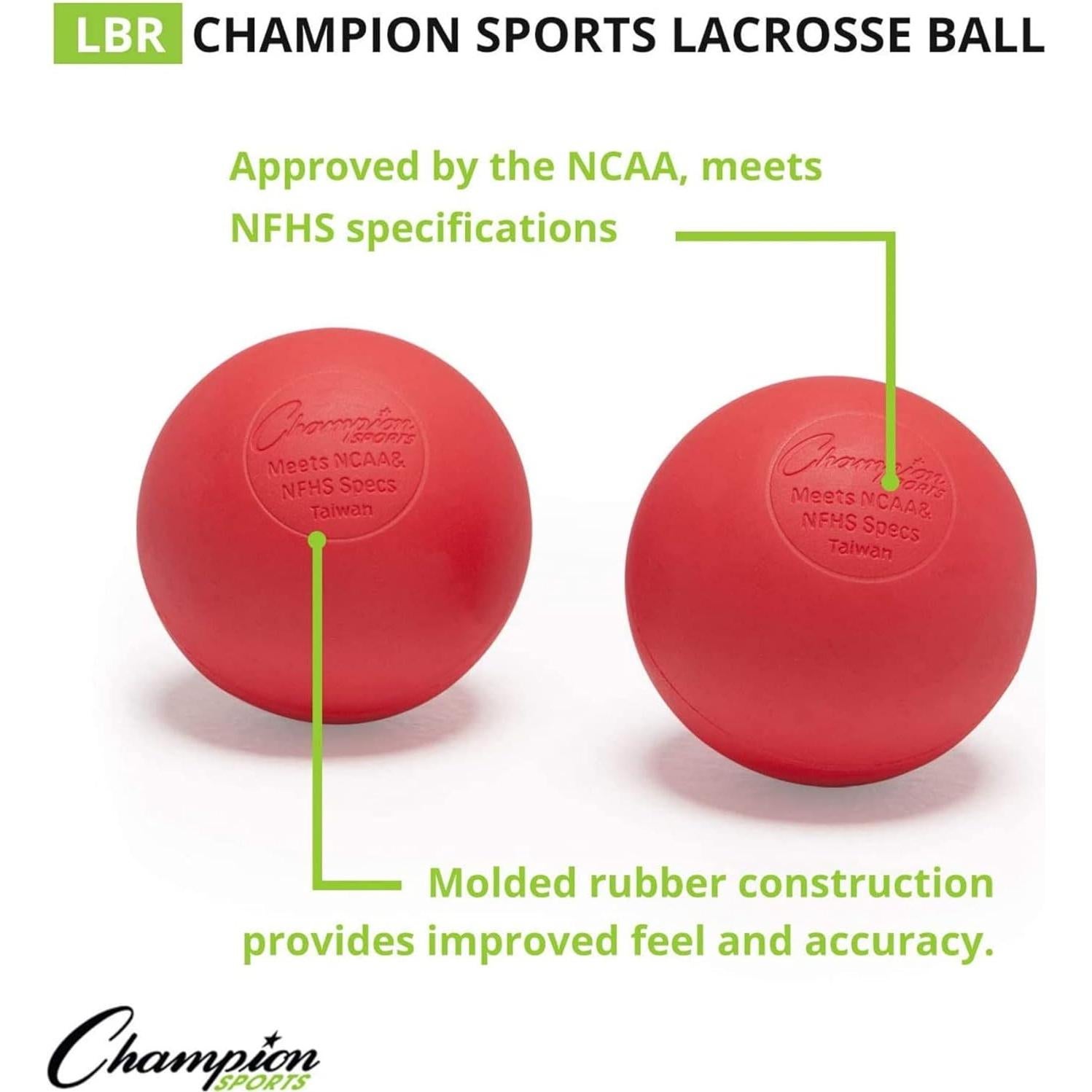 Pelota de Lacrosse Champion Sports LBR - Roja - Certificada NCAA