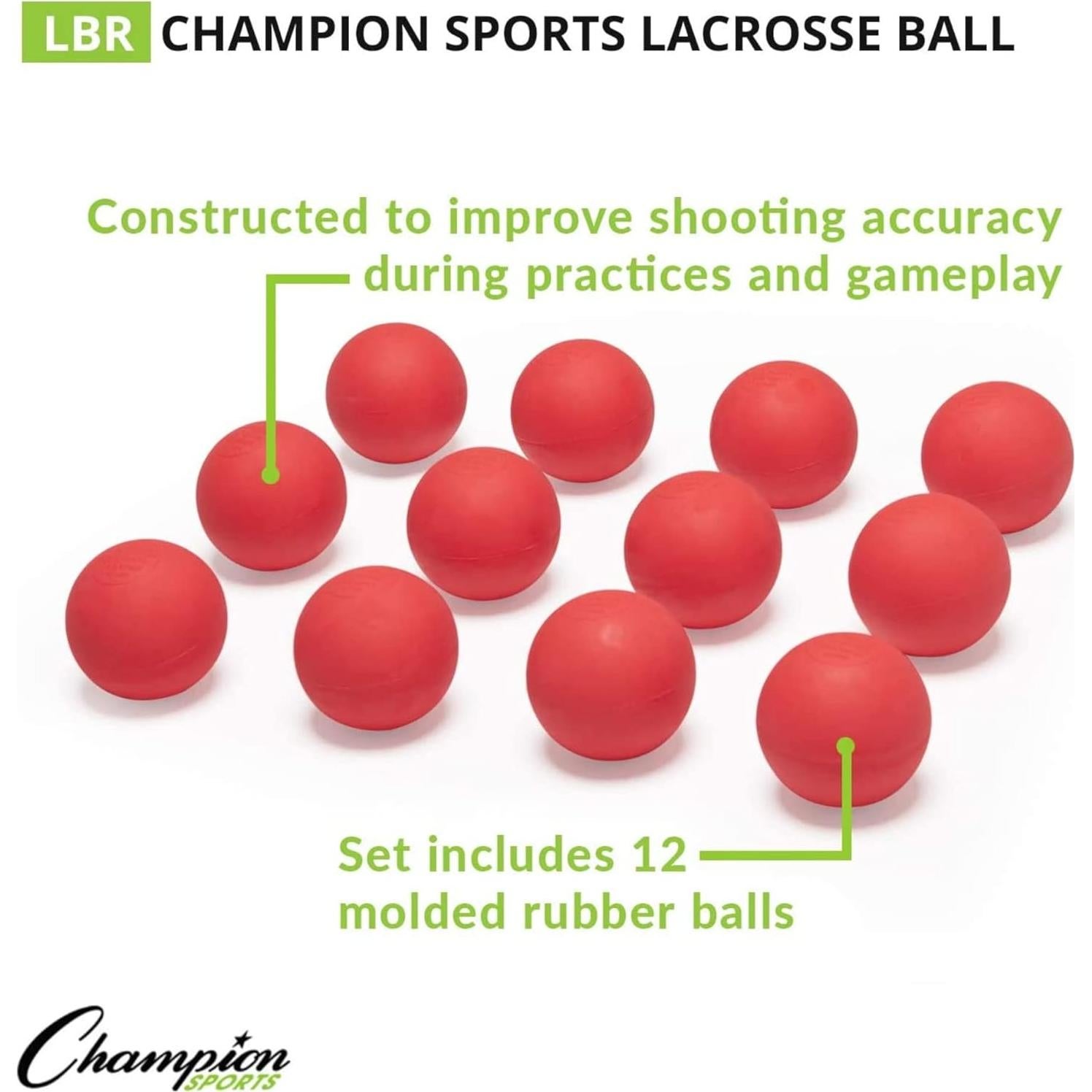 Pelota de Lacrosse Champion Sports LBR - Roja - Certificada NCAA