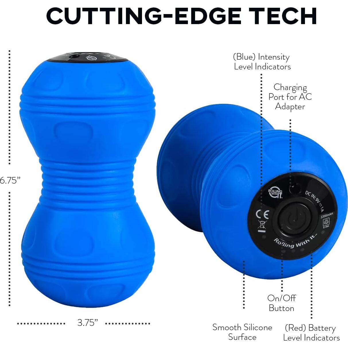 Bola de Masaje Vibrante Rolling With It - Terapia Miofascial Azul