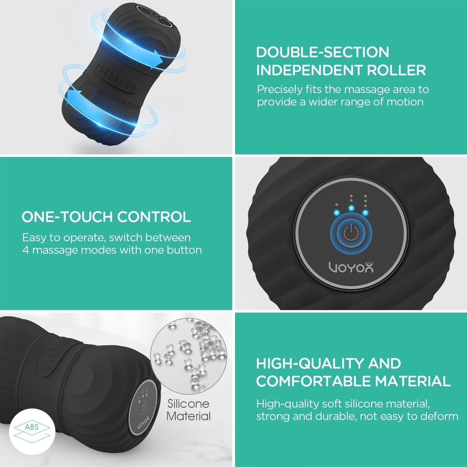 Rodillo de Masaje Vibrante VOYOR-HEALTH MB300 Negro 4 Modos