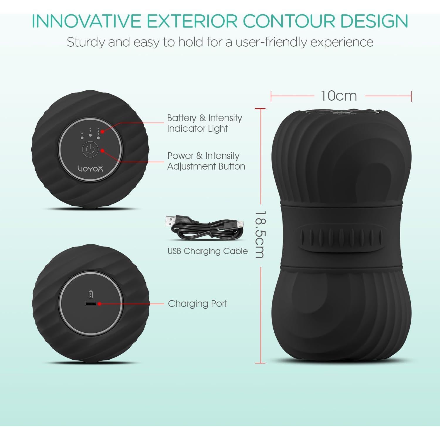 Rodillo de Masaje Vibrante VOYOR-HEALTH MB300 Negro 4 Modos