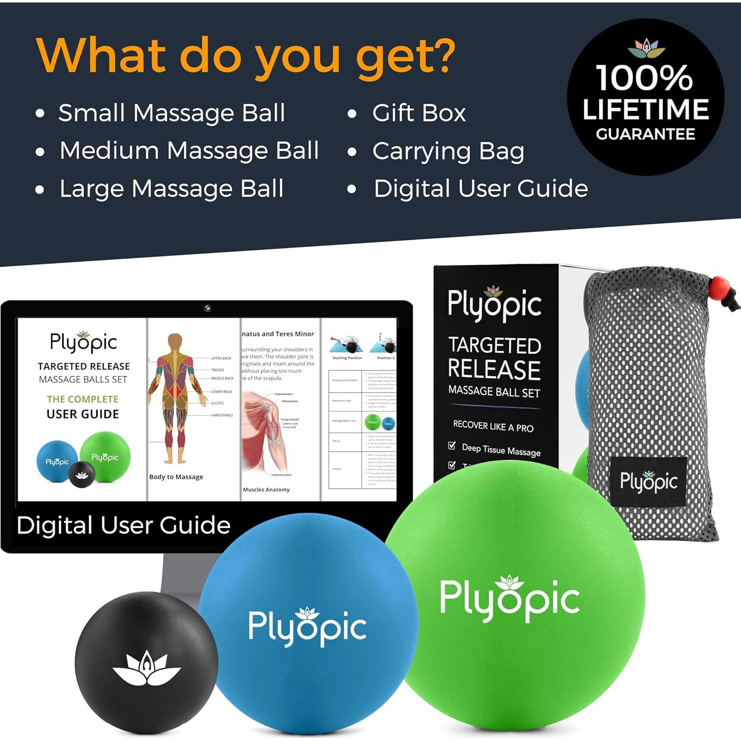 Conjunto de 3 Pelotas de Masaje Plyopic - Alivio Muscular