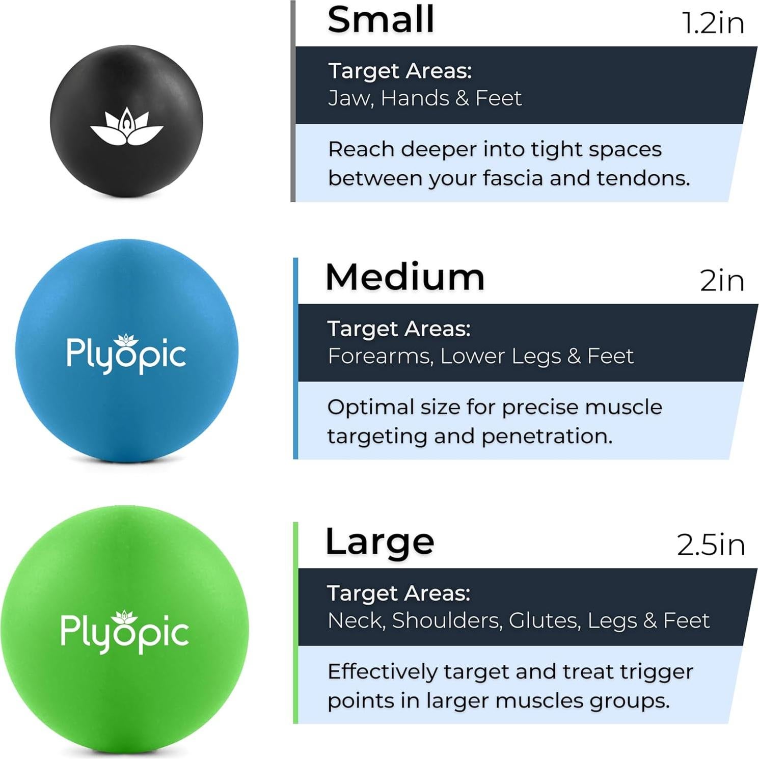 Conjunto de 3 Pelotas de Masaje Plyopic - Alivio Muscular