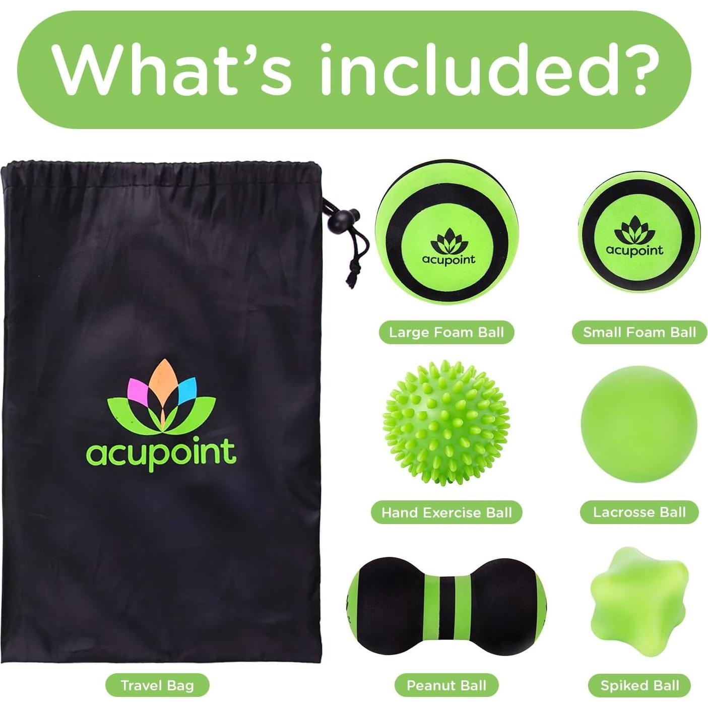 Juego de Pelotas de Masaje Acupoint - 6 Piezas Verde