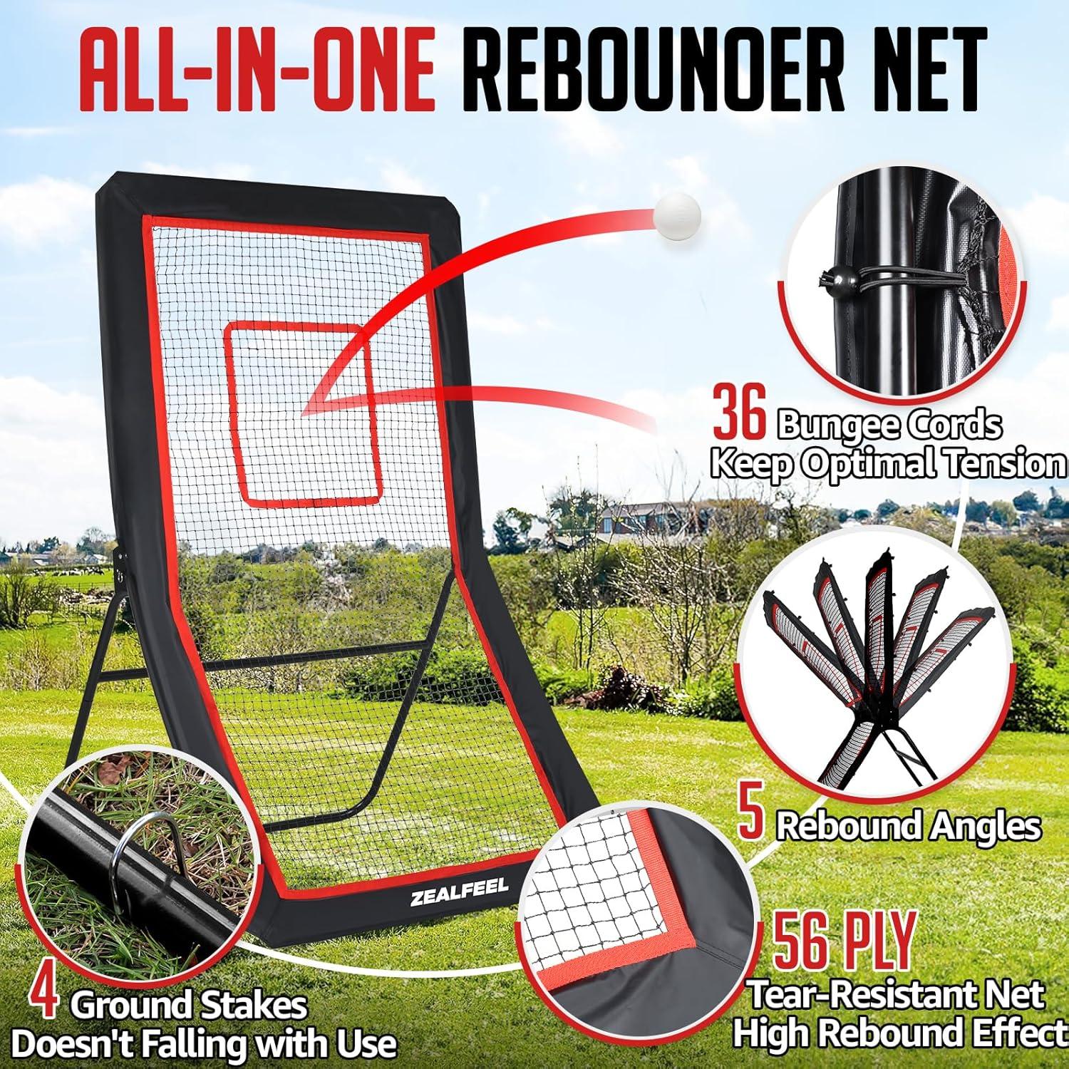 Rebotador de Lacrosse ZEALFEEL 4x7m con 5 Ángulos Ajustables