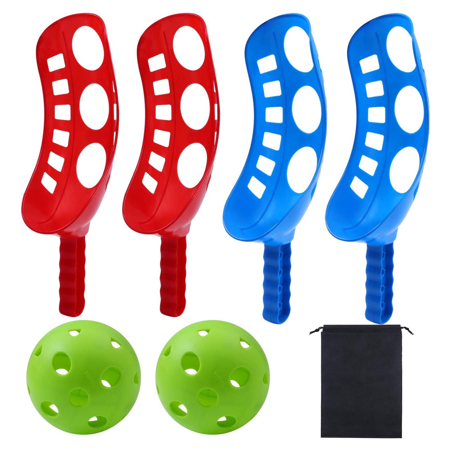 Juego de Lanzamiento y Captura Cooraby con 4 Cucharas y 2 Pelotas