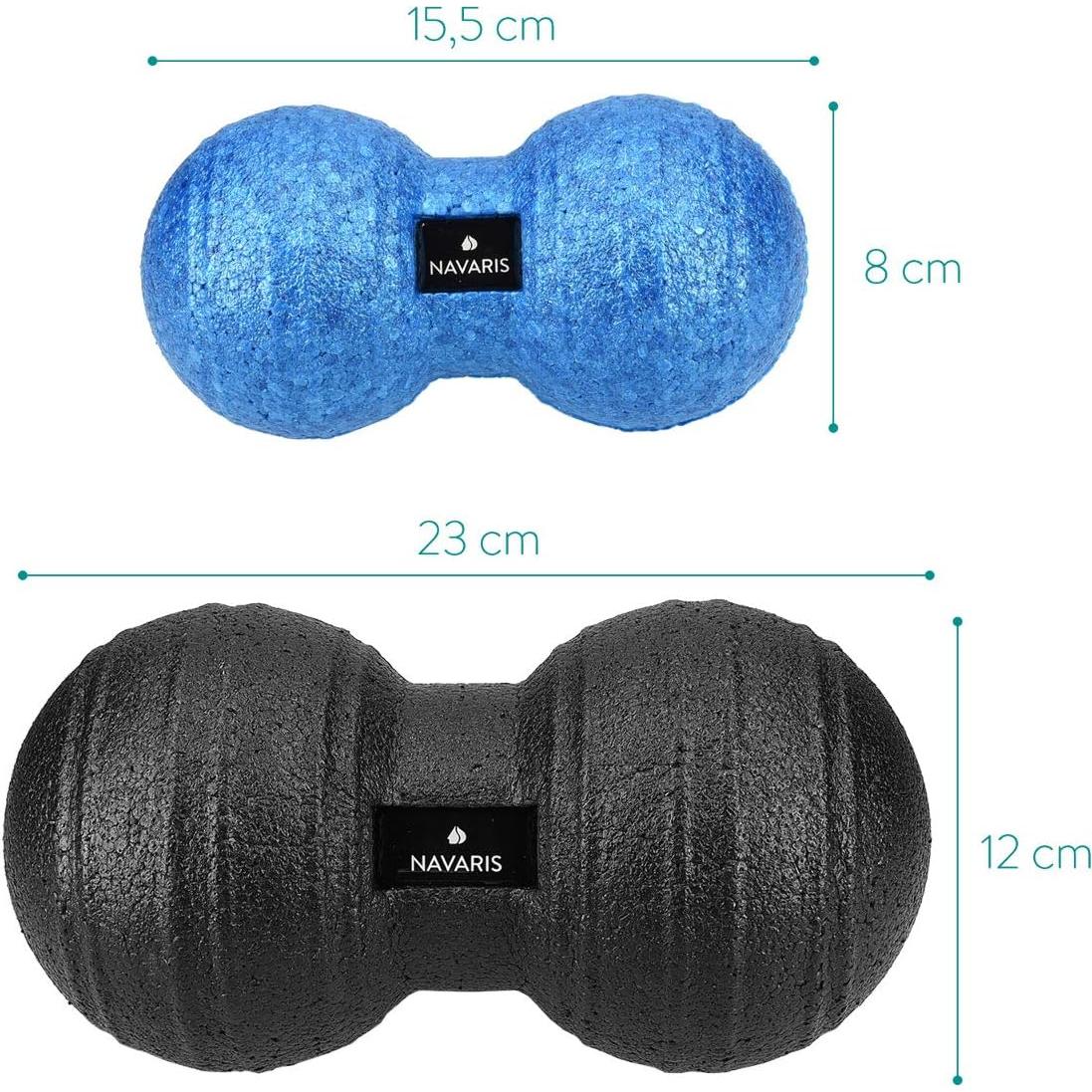 Bolas de Fascia Dúo Navaris - 2 Tamaños - Cacahuate - Negro/Azul