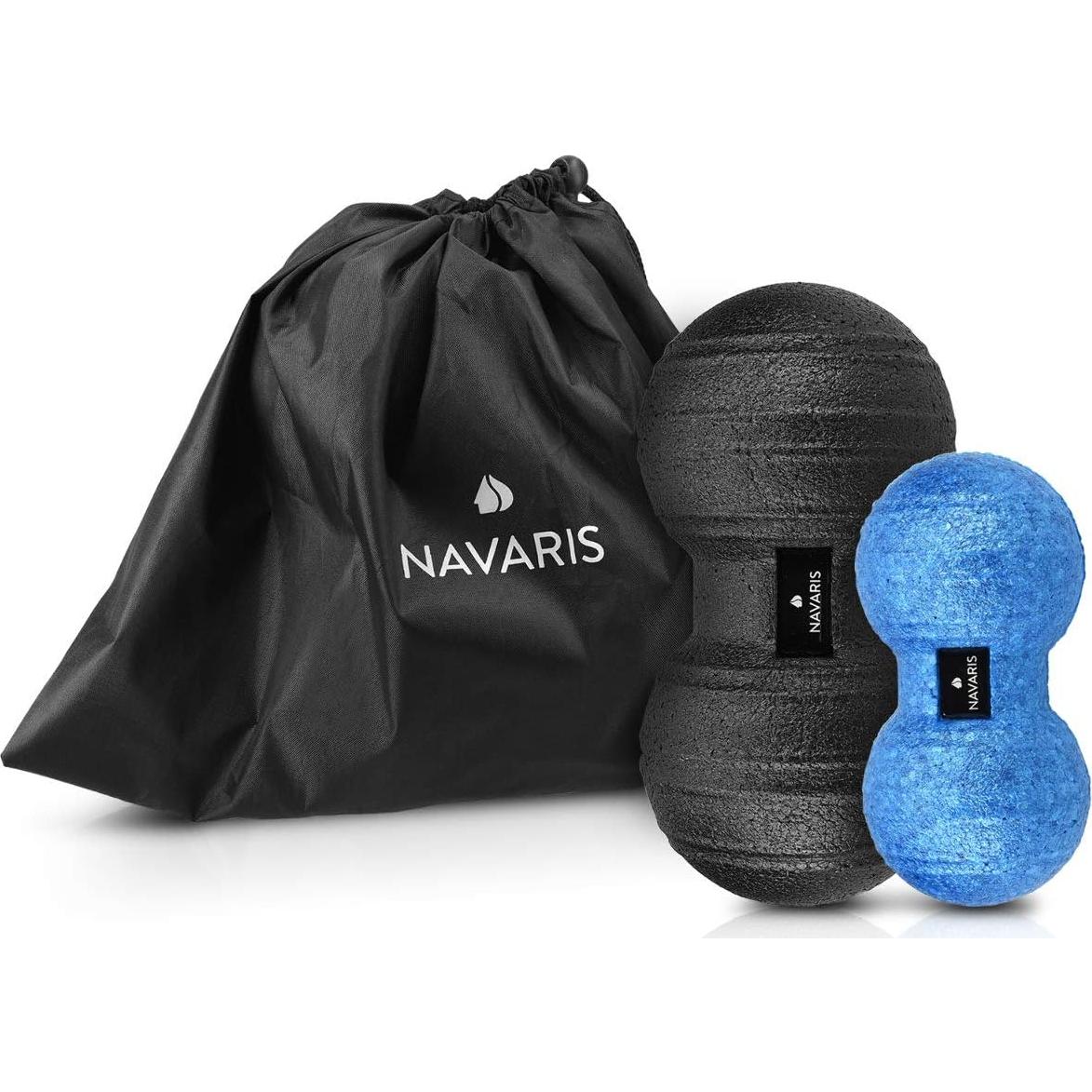 Bolas de Fascia Dúo Navaris - 2 Tamaños - Cacahuate - Negro/Azul
