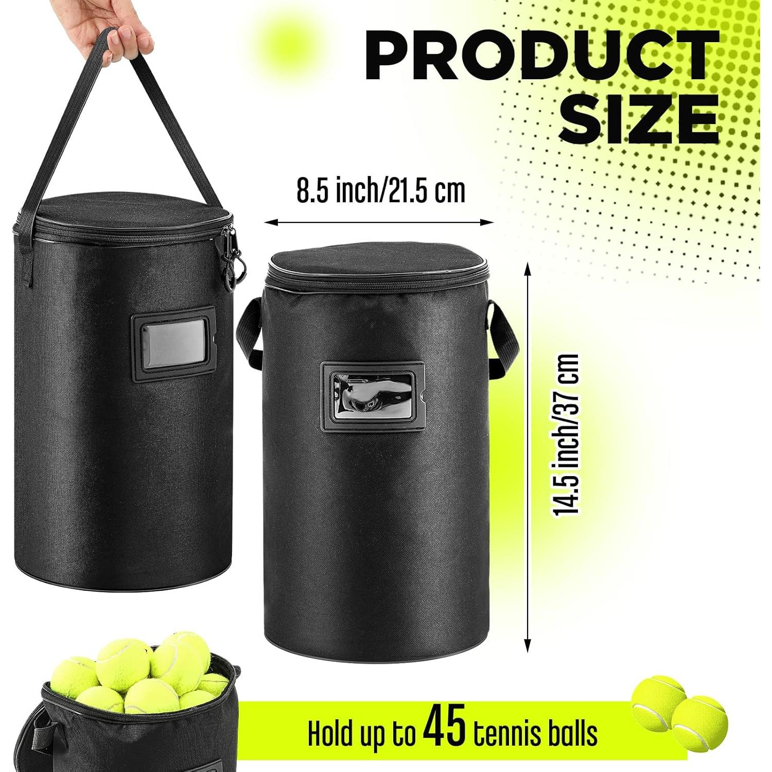 Aliceset 2 Bolsas de Pelotas de Tenis y Pickleball 900D Negro