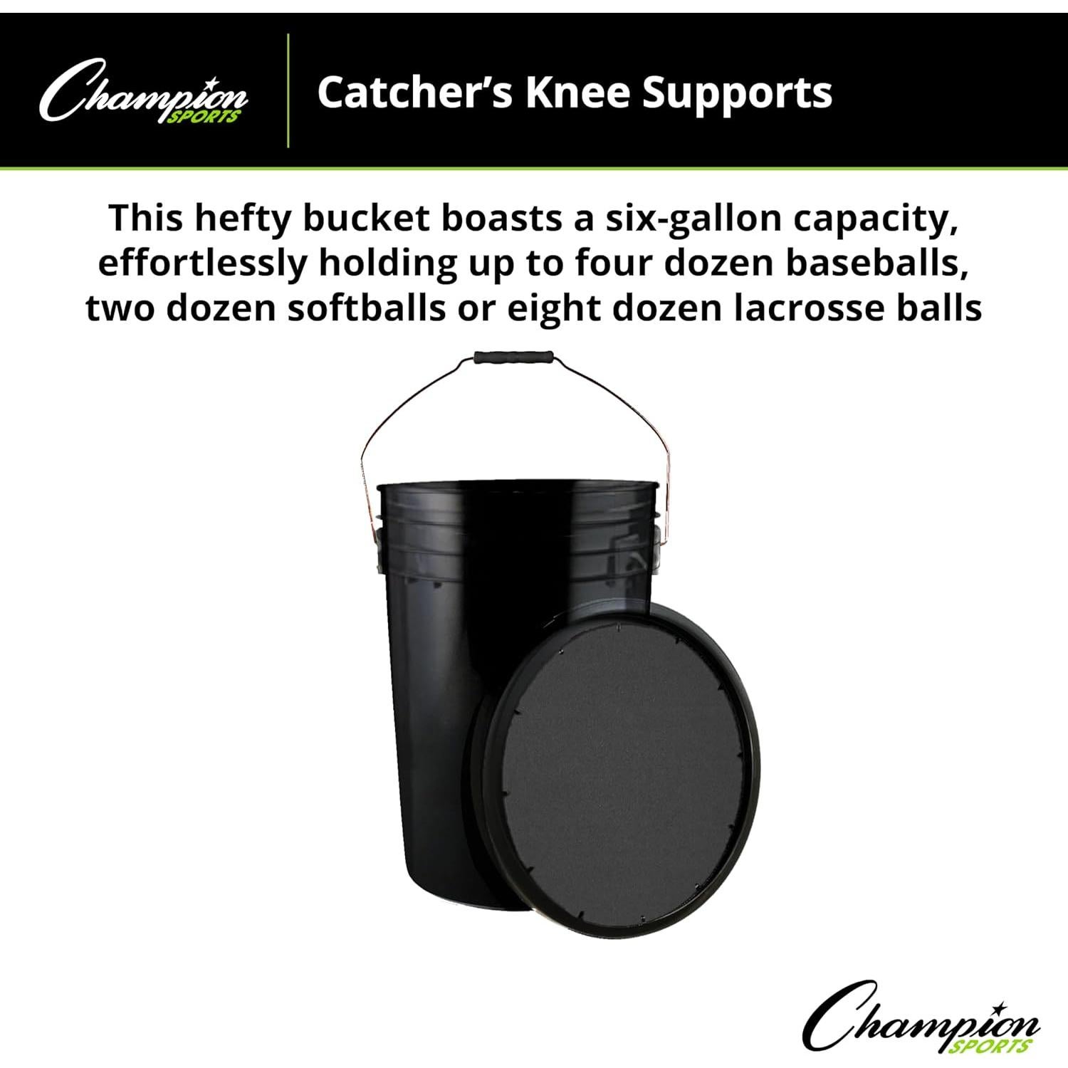 Cubeta de Pelotas 6 Galones Champion Sports con Tapa Acolchada