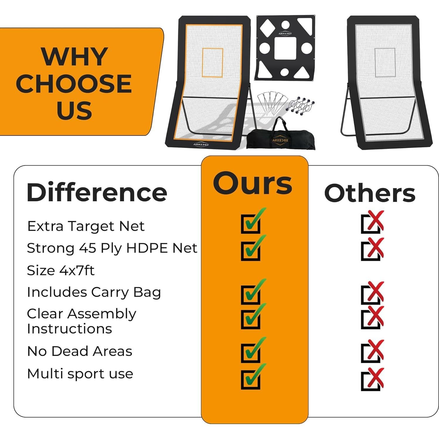 Rebotador de Lacrosse ArxEdge 4x7 pies Multideportivo