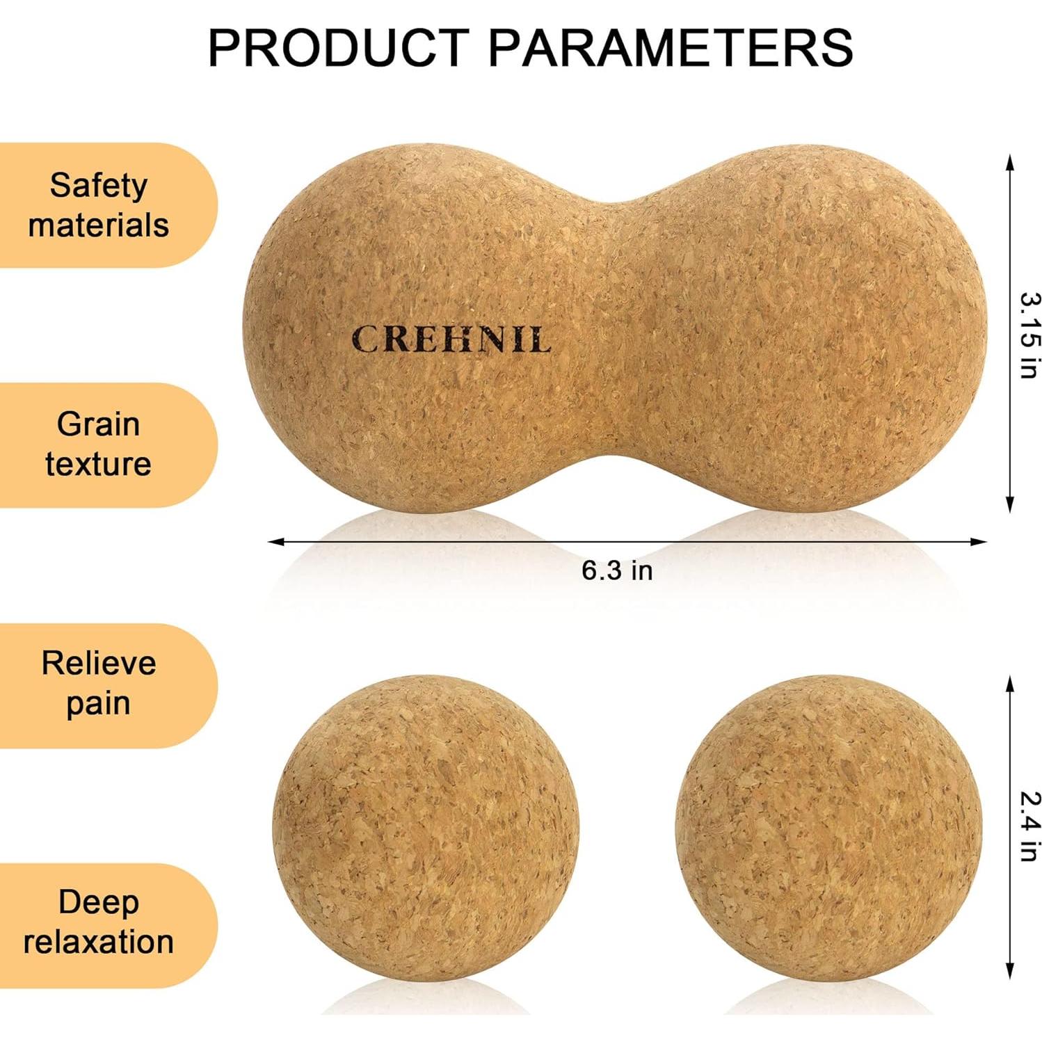 Bola de Masaje de Corcho Natural CREHNIL 16cm Doble Cacahuate
