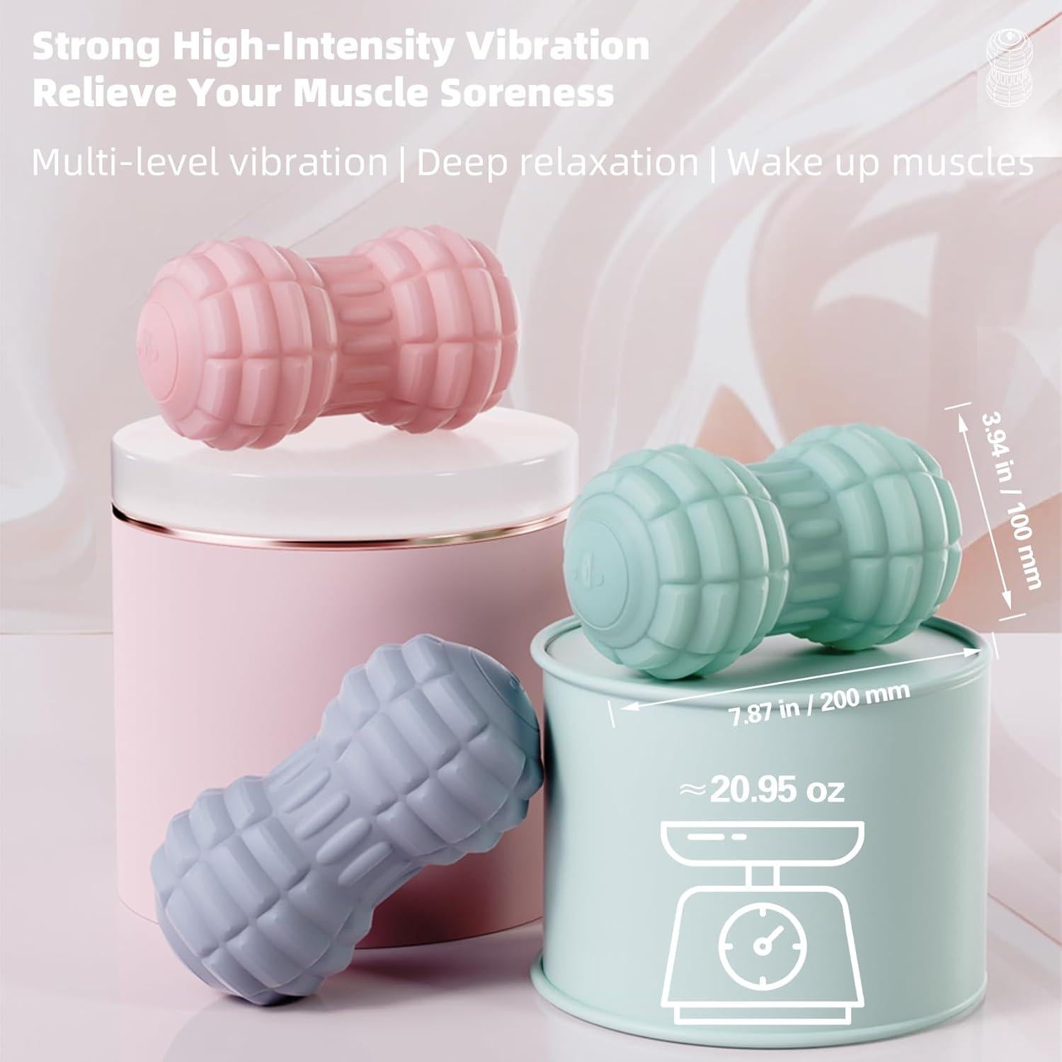 Bola de Masaje Vibrante Doble JIEJUNJIE - Alivio Muscular Gris