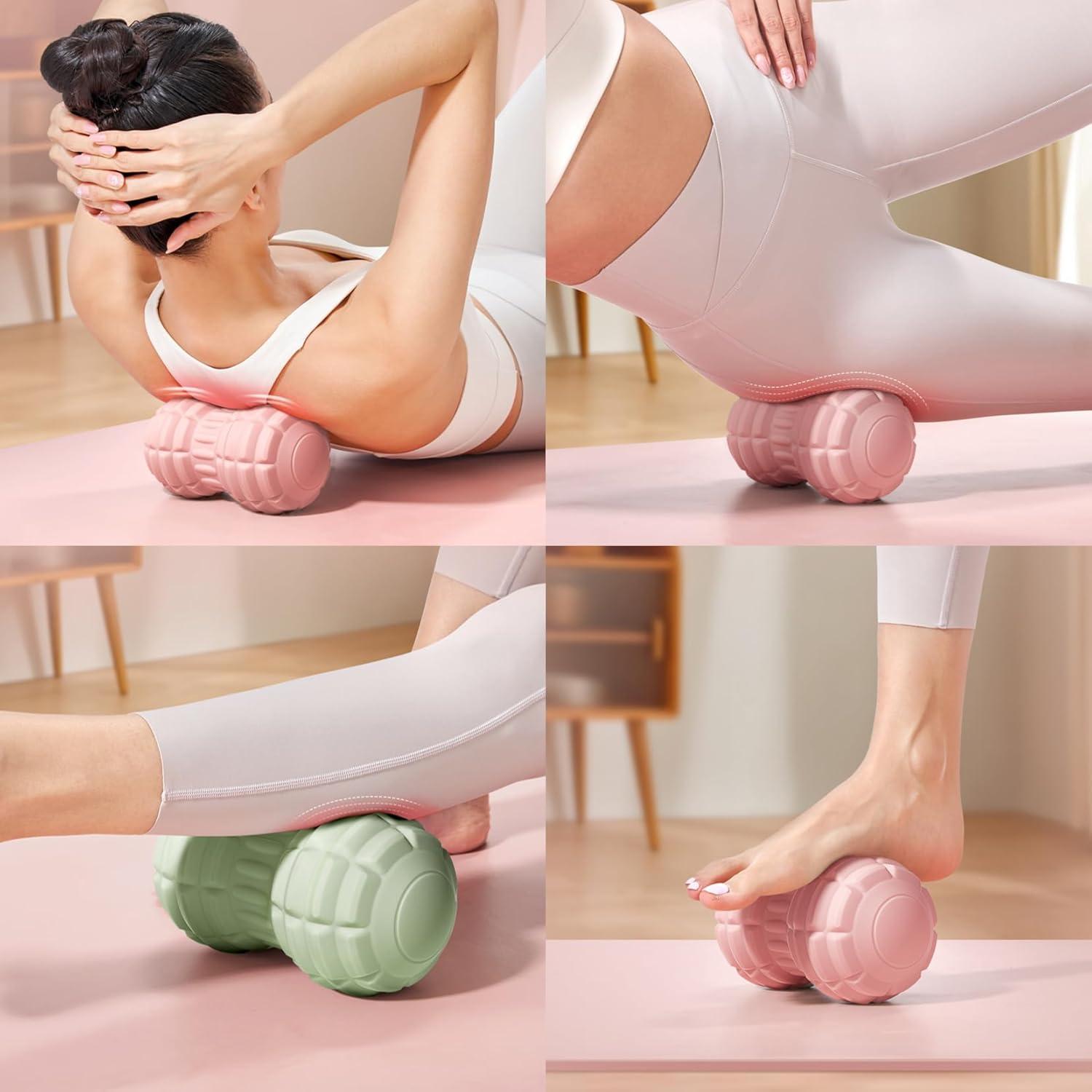 Bola de Masaje Vibrante Doble JIEJUNJIE - Alivio Muscular Gris