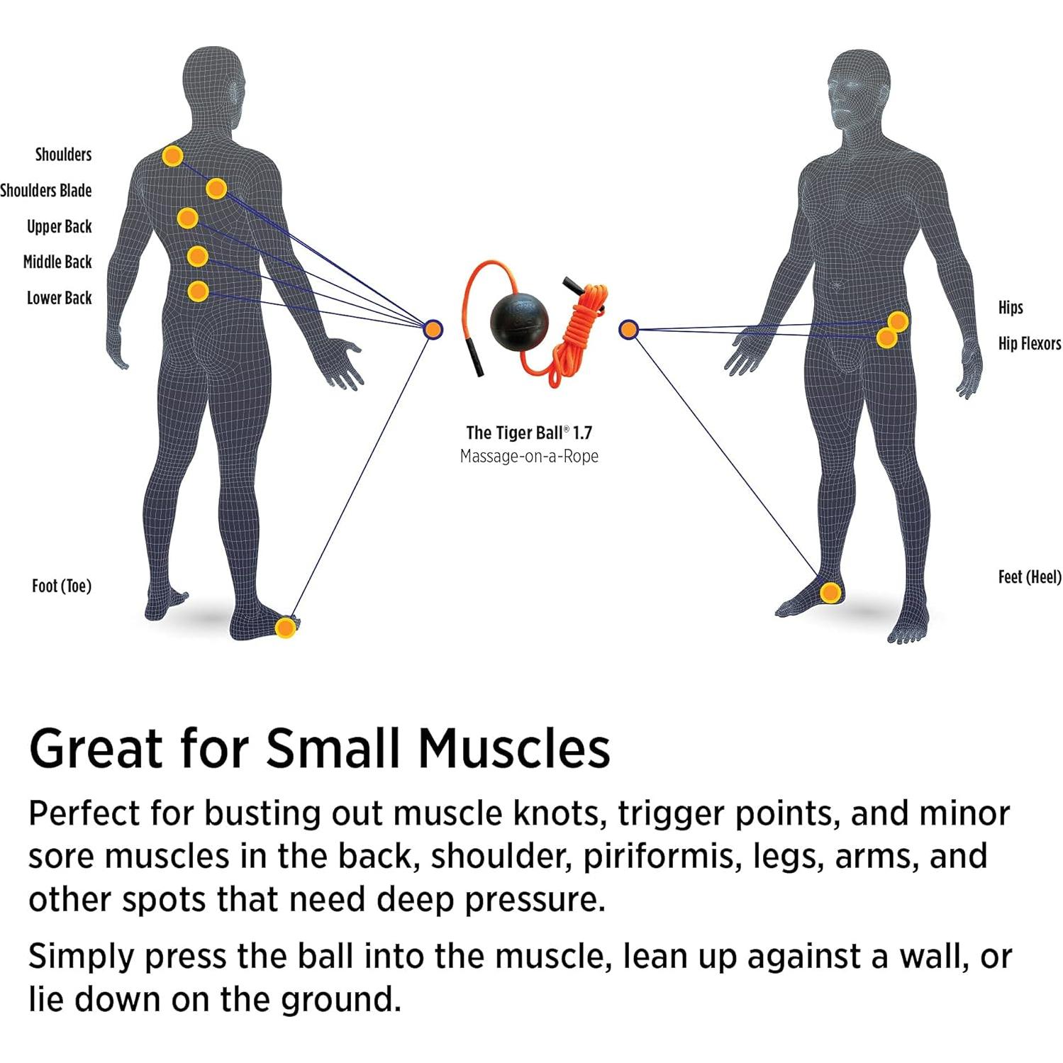 Pelota de masaje Tiger Tail 1.7 cm con cuerda de 127 cm