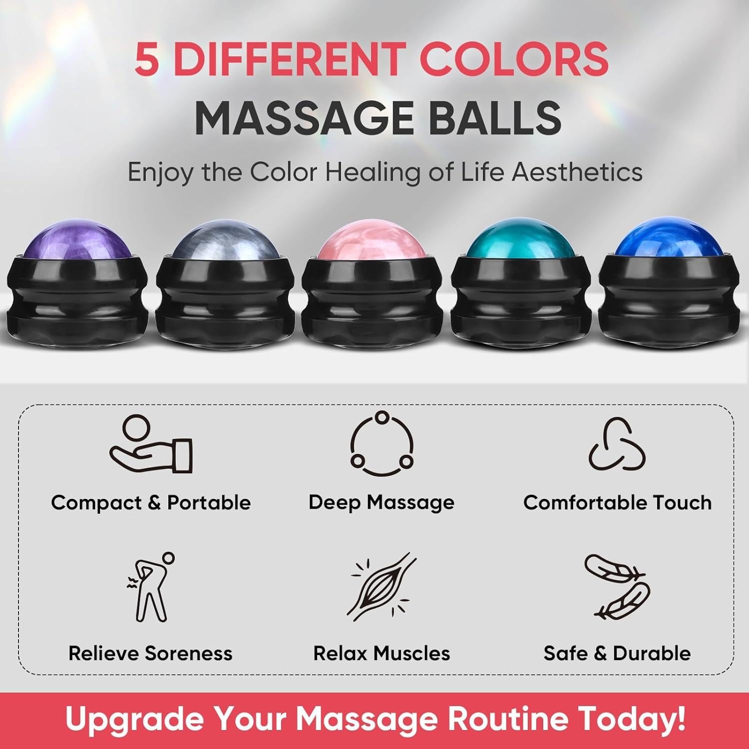 Juego de 5 Bolas de Masaje OAKDOLCHE - Alivio Muscular Ergonómico