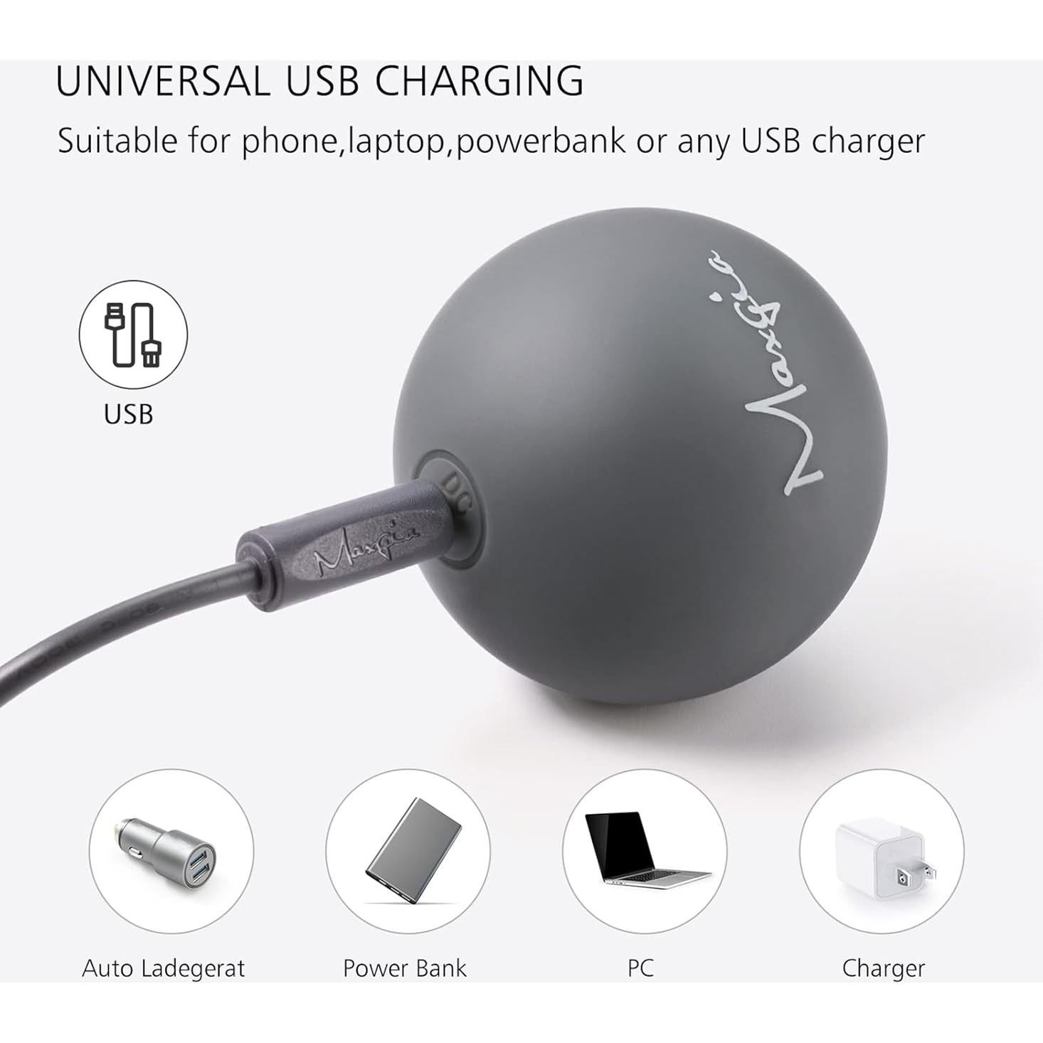 Mini Bola de Masaje Vibrante Maxgia 5 Velocidades Gris