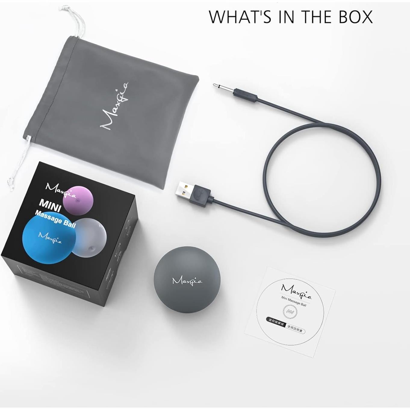 Mini Bola de Masaje Vibrante Maxgia 5 Velocidades Gris