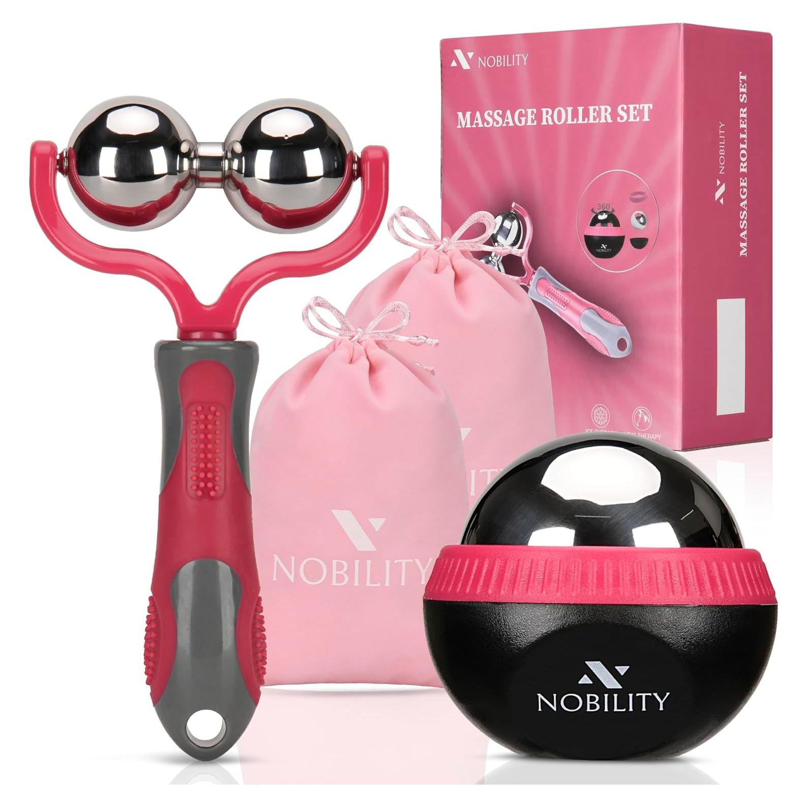 Rodillo de Masaje Nobility Rosa - Frío y Caliente, 2 Piezas