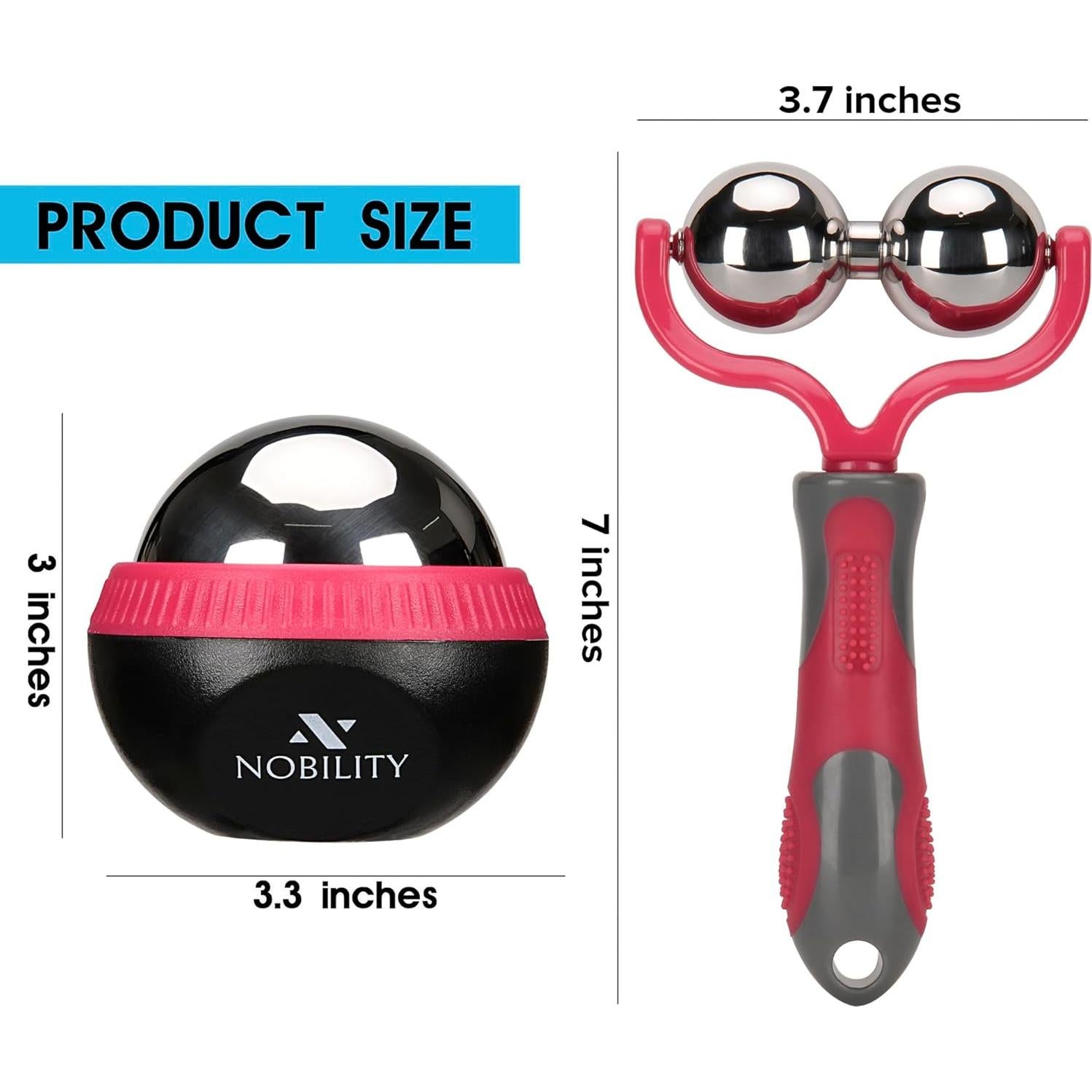 Rodillo de Masaje Nobility Rosa - Frío y Caliente, 2 Piezas