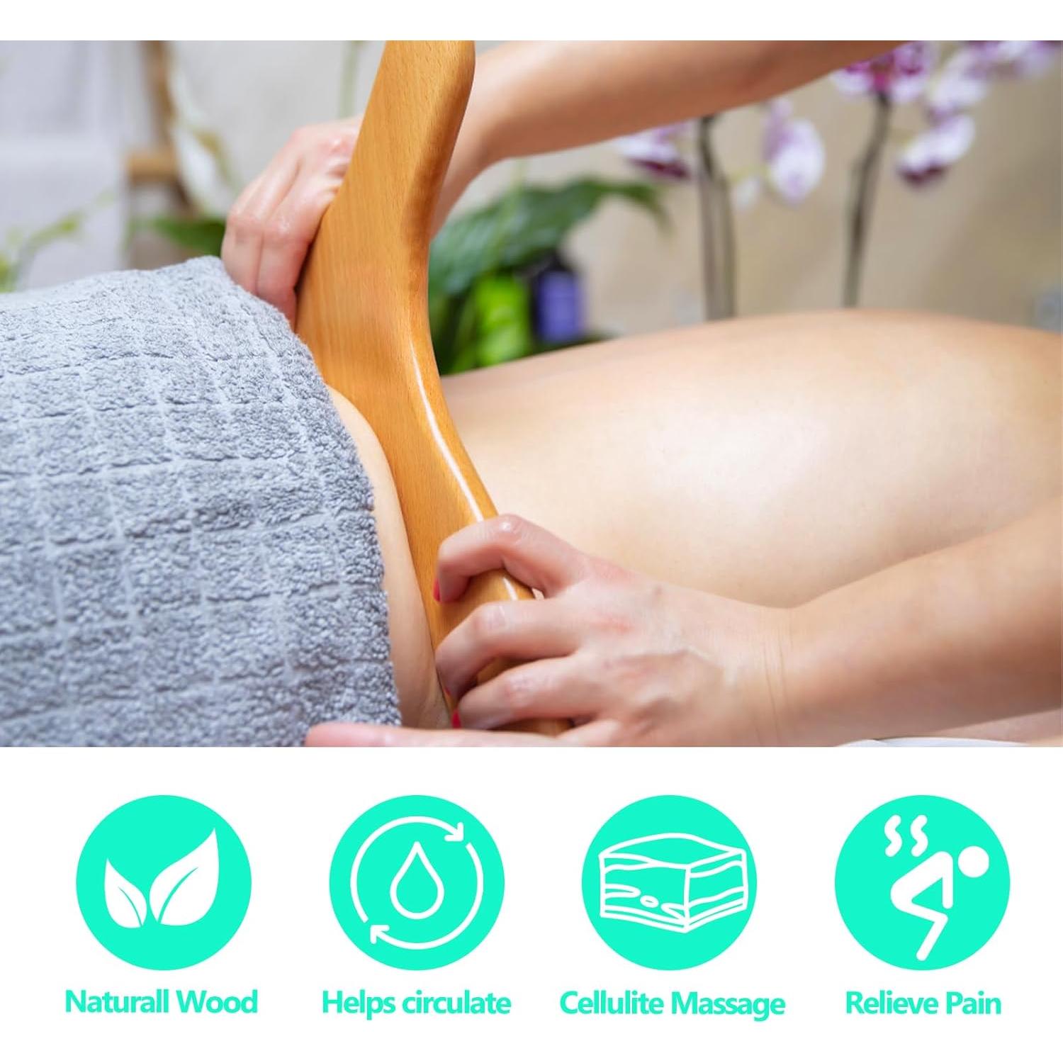 Kit de Masaje de Madera AICNLY 4 Piezas Drenaje Linfático
