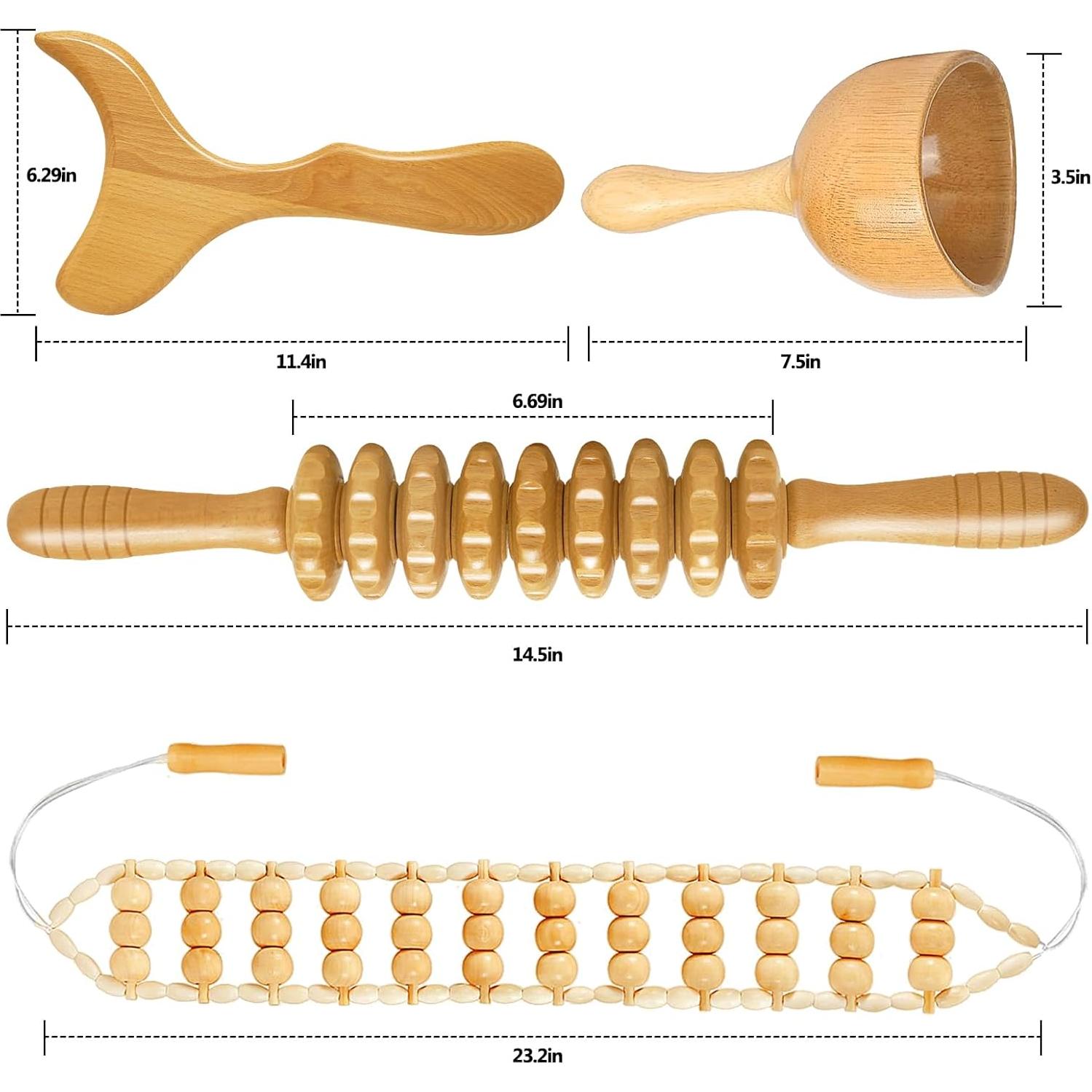 Kit de Masaje de Madera AICNLY 4 Piezas Drenaje Linfático