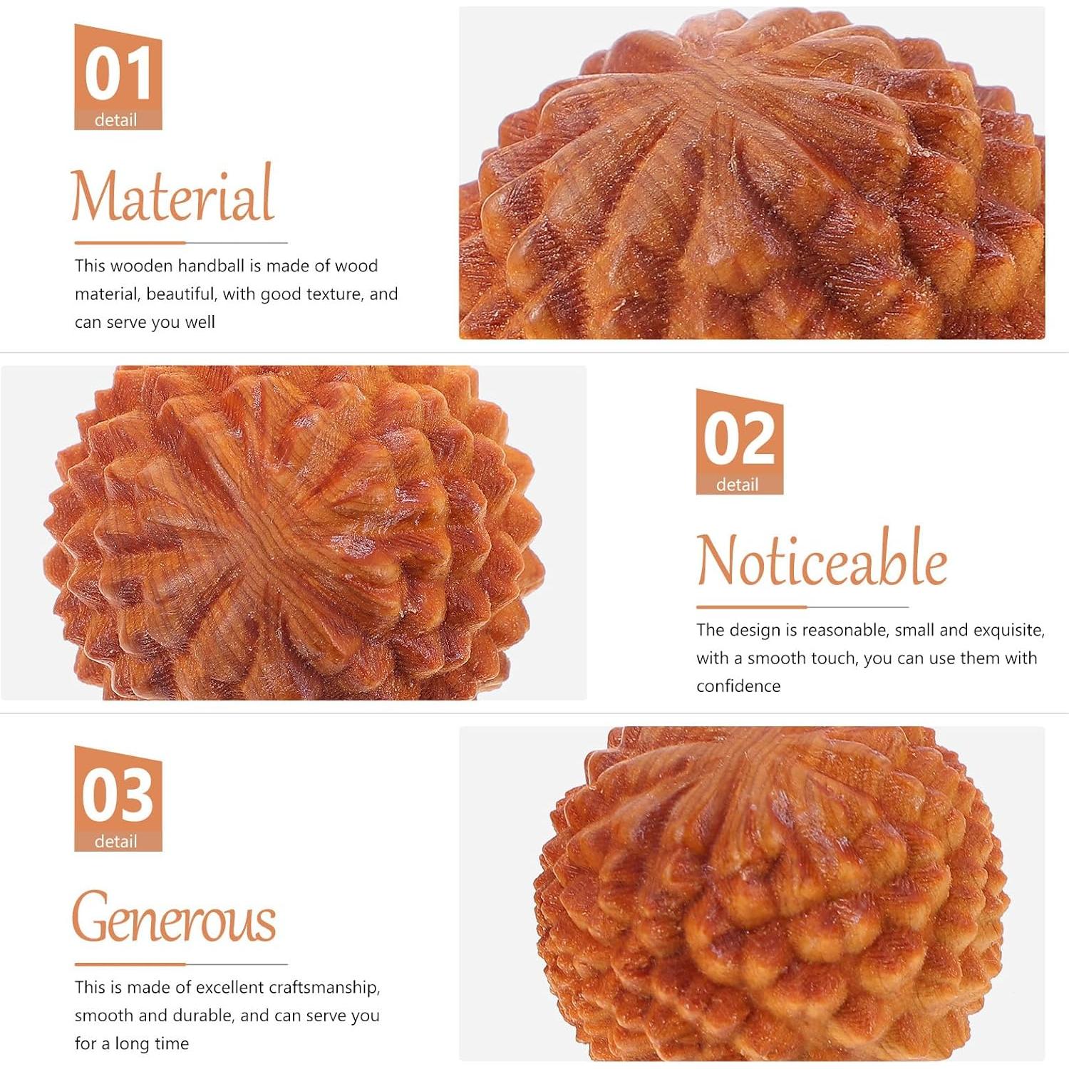 Bolas de Masaje de Madera LALAFINA 4 cm para Ejercicio de Mano