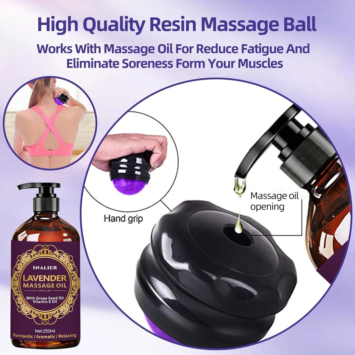 Aceite de Masaje Relajante Lavanda INALIER 448g con Rodillo