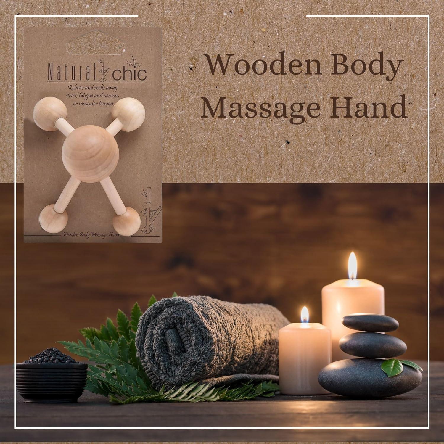 Masajeador de Madera Natural Mr Happy - Alivio Muscular 12.7x10.5cm