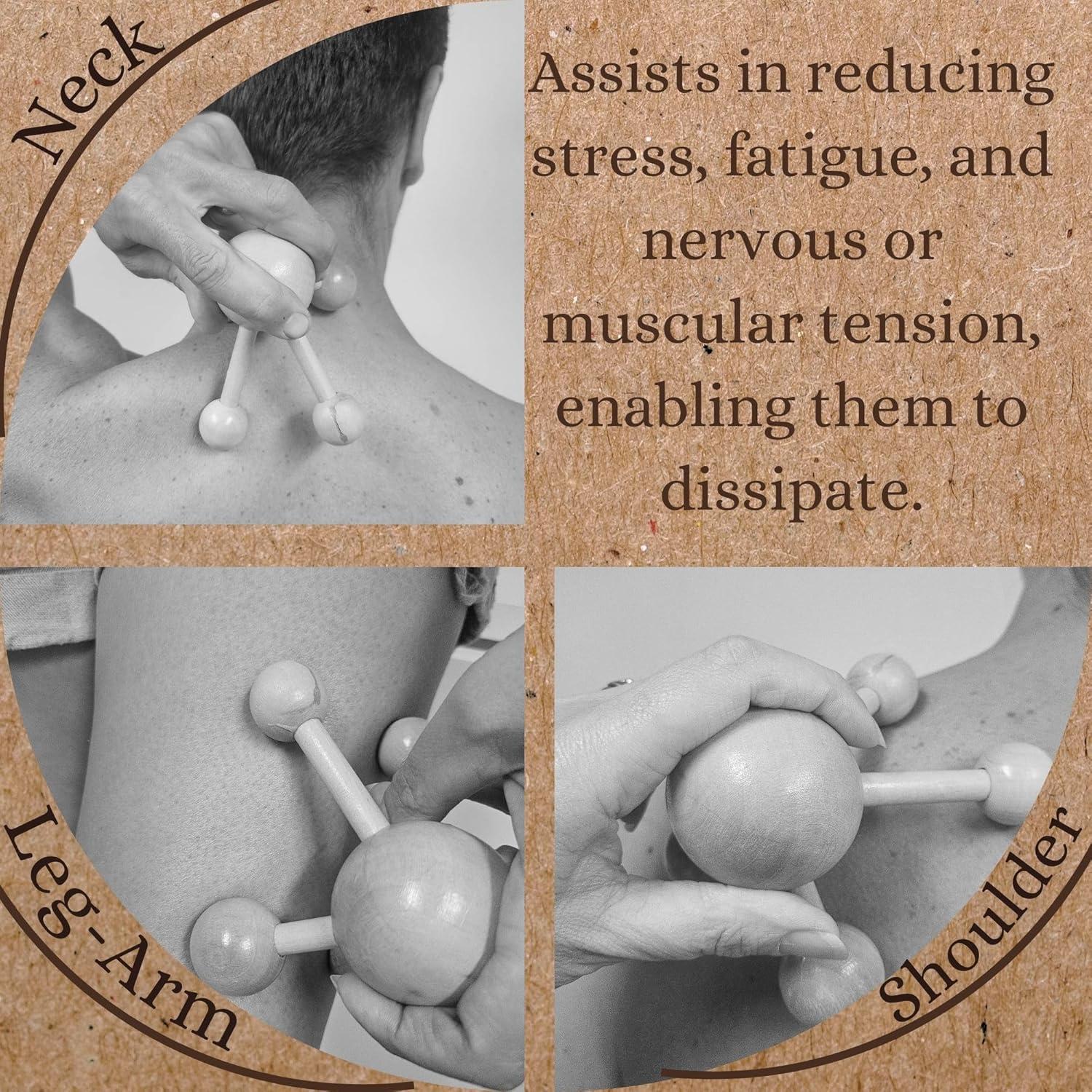 Masajeador de Madera Natural Mr Happy - Alivio Muscular 12.7x10.5cm