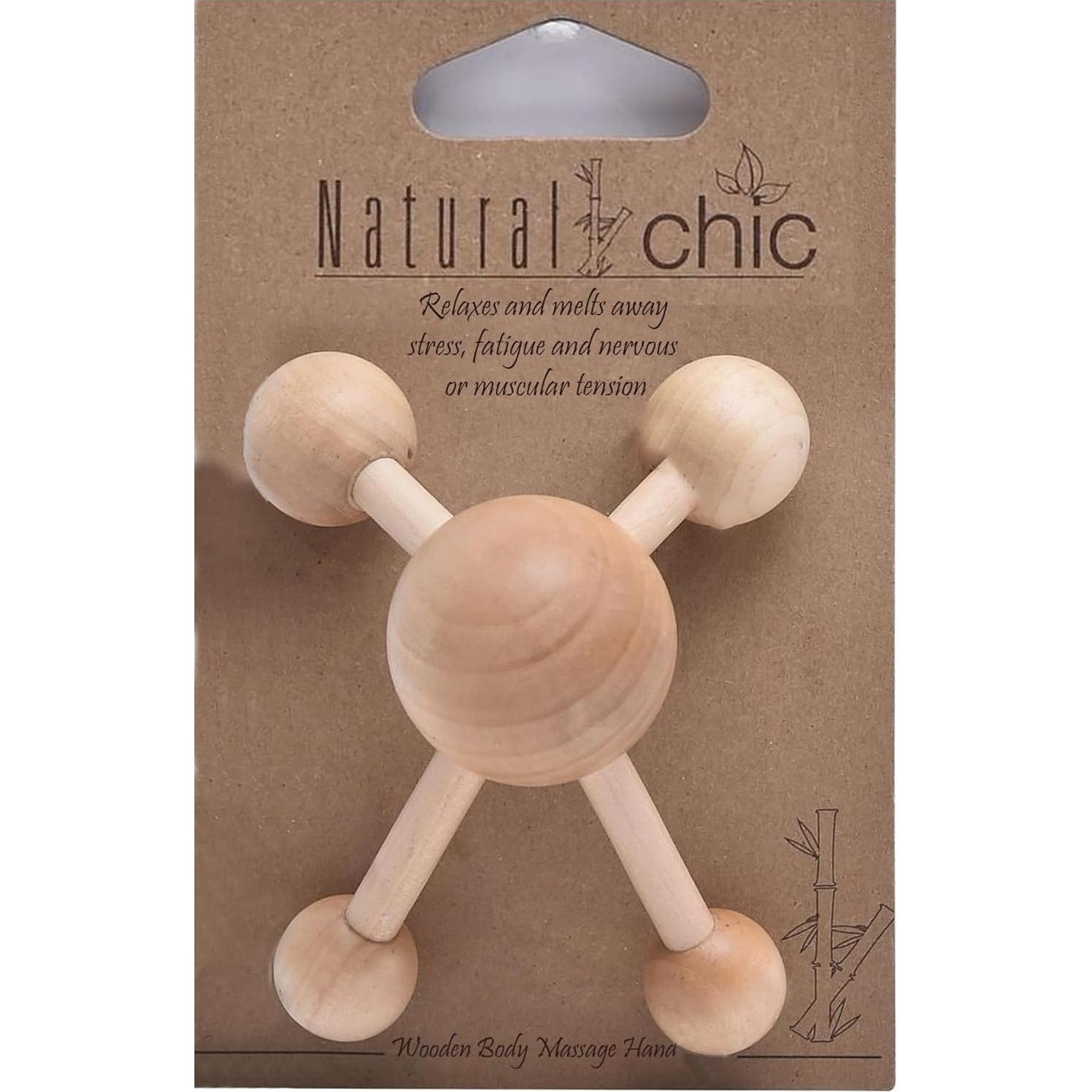 Masajeador de Madera Natural Mr Happy - Alivio Muscular 12.7x10.5cm