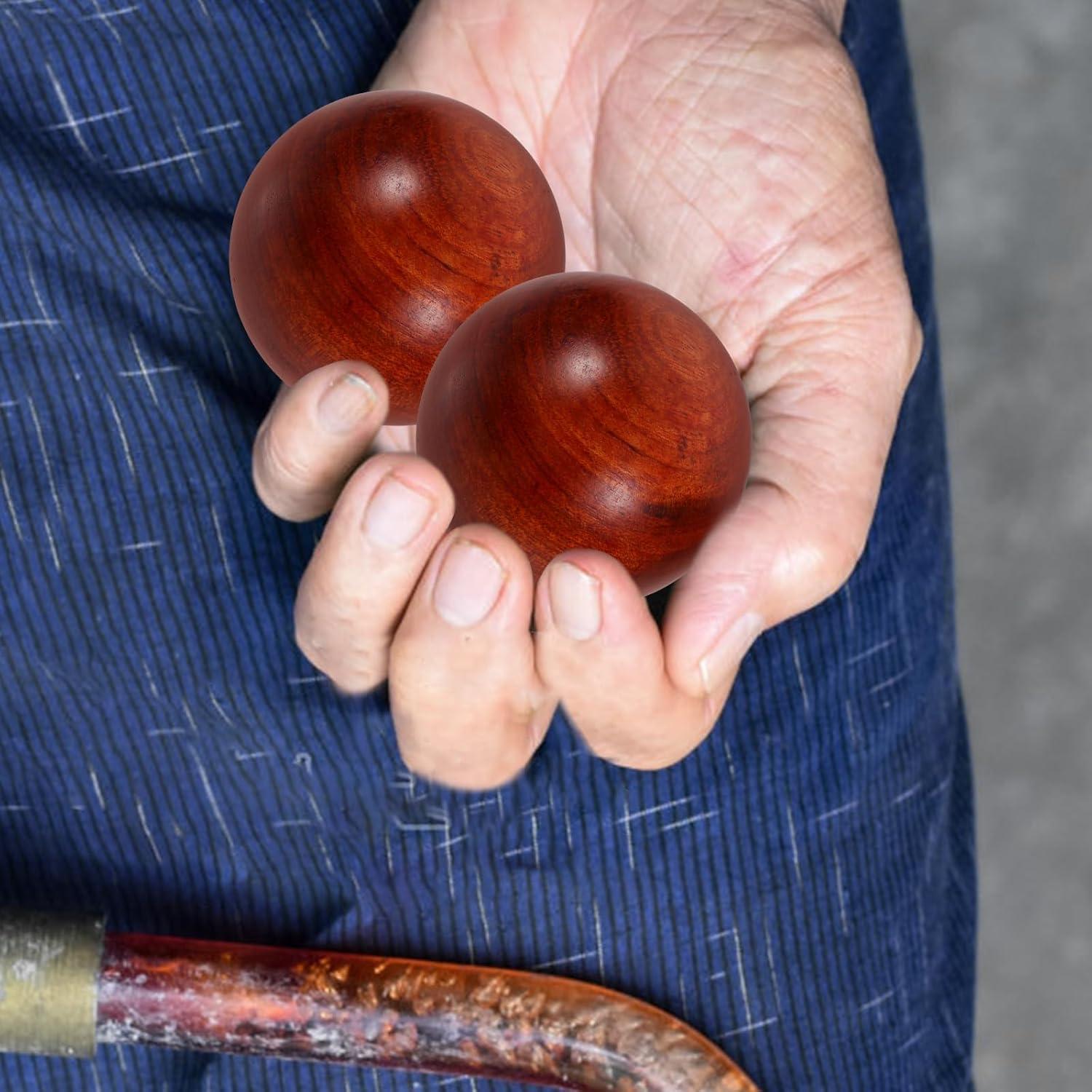 Bolas Chinas Healifty de Madera 5 cm para Ejercicio de Mano