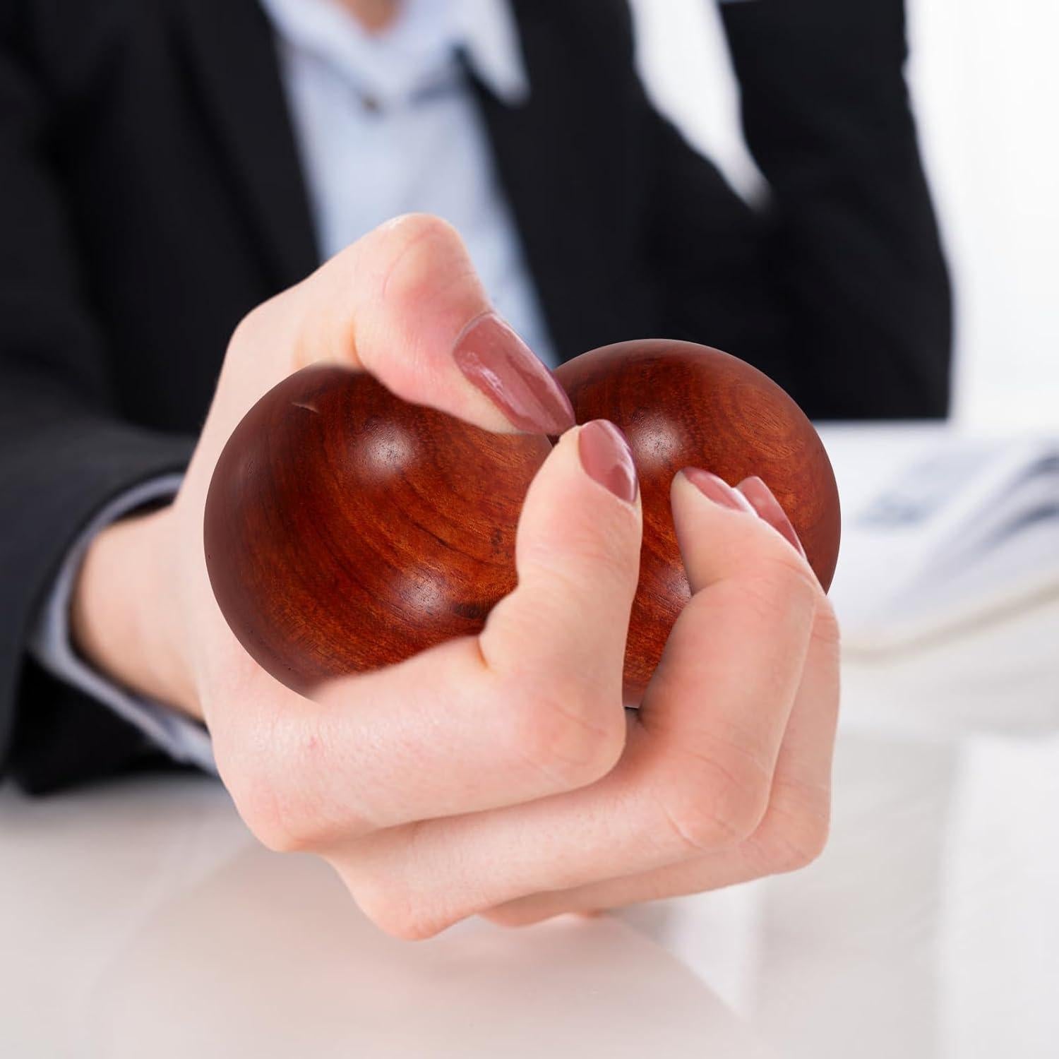 Bolas Chinas Healifty de Madera 5 cm para Ejercicio de Mano