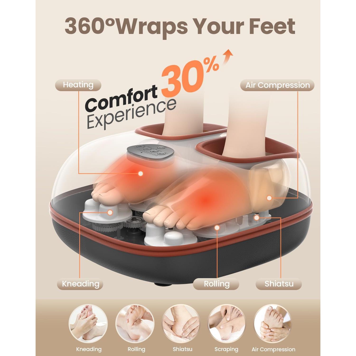 Masajeador de pies Puboo con calor y control remoto, 2.5 kg